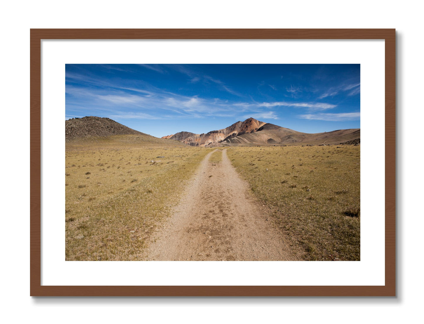 Framed photograph of White Mountain by Dylan Ozanich, Walnut frame, Borders