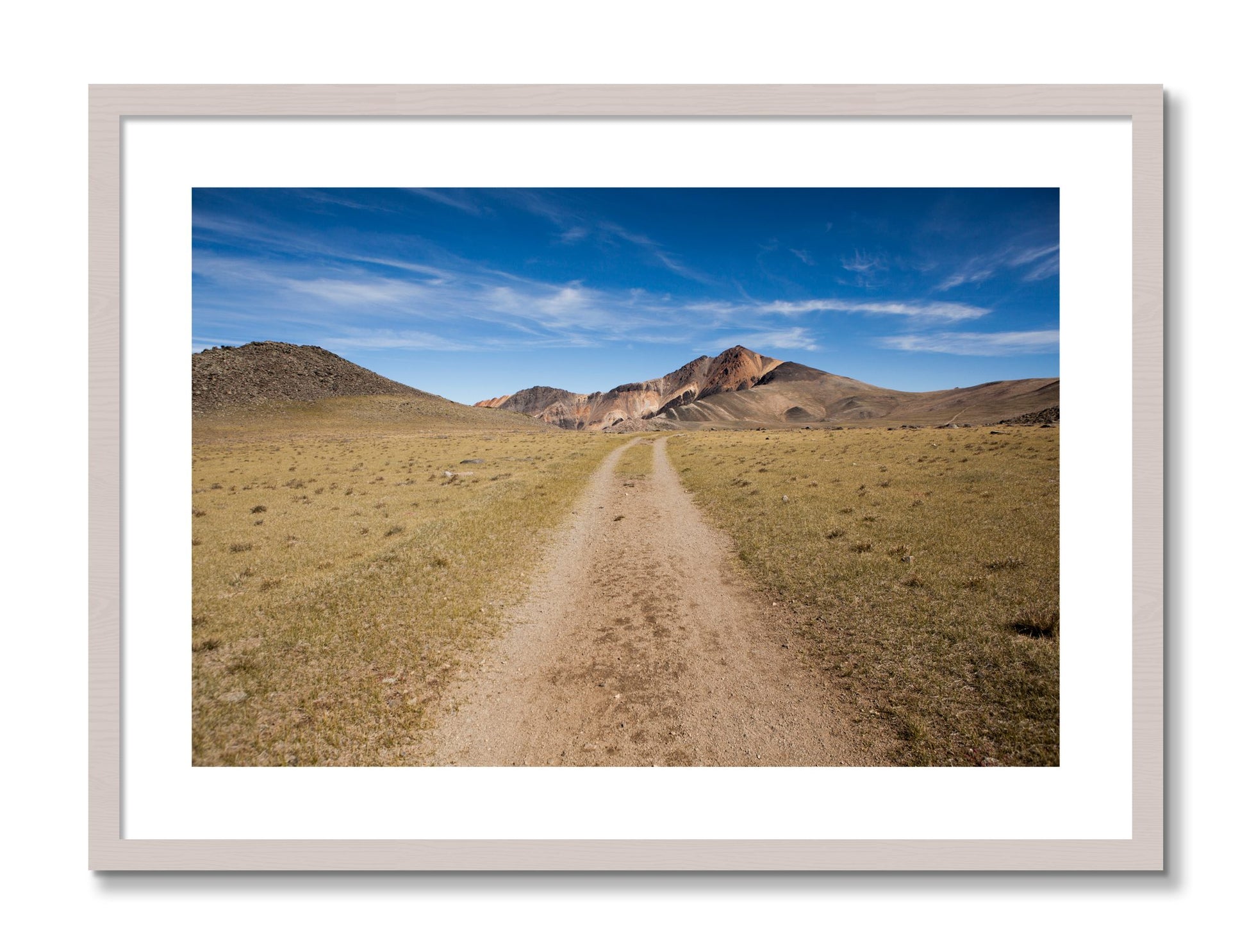 Framed photograph of White Mountain by Dylan Ozanich, White Maple frame, Borders