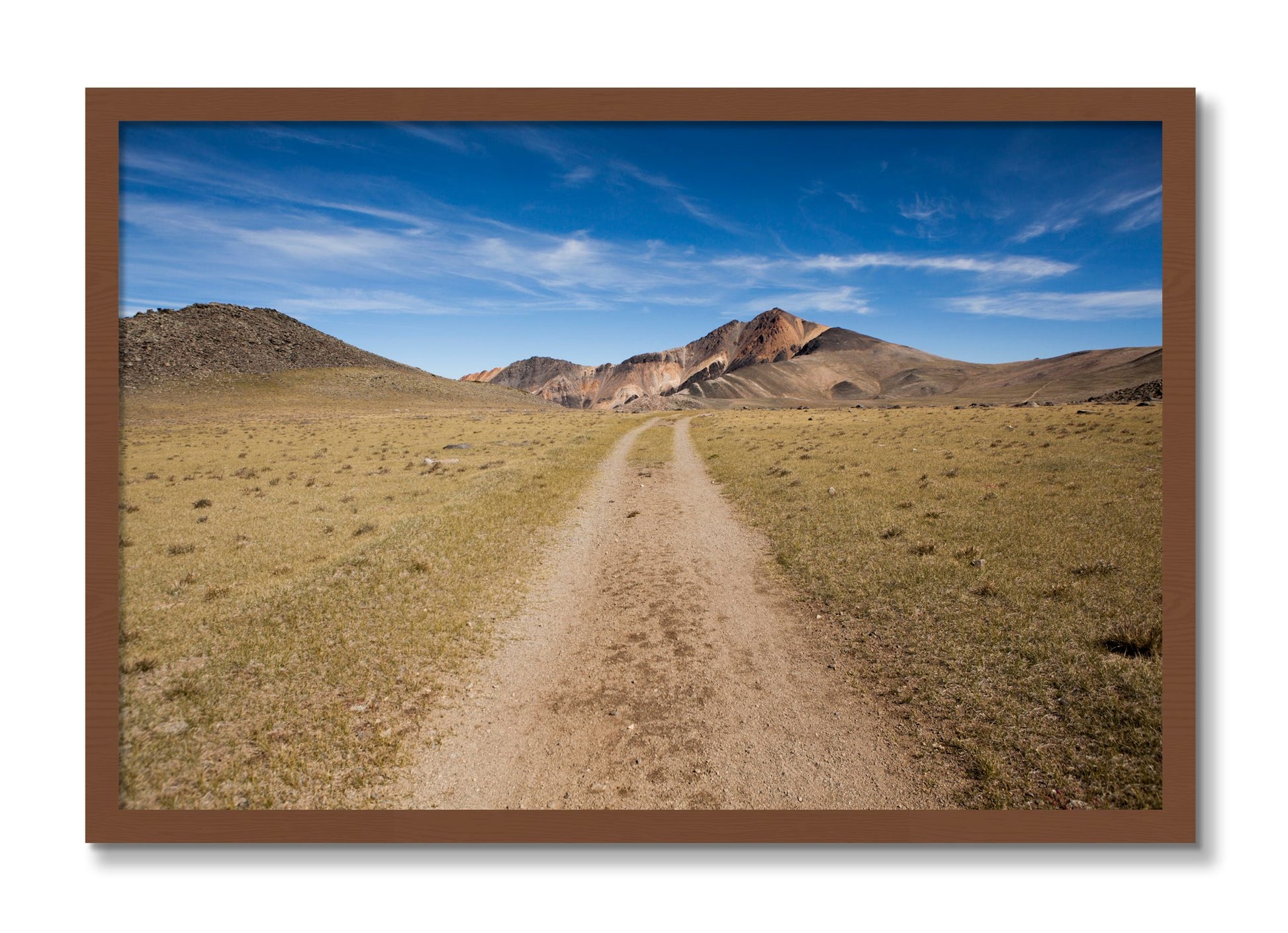 Framed photograph of White Mountain by Dylan Ozanich, Walnut frame, Full Bleed