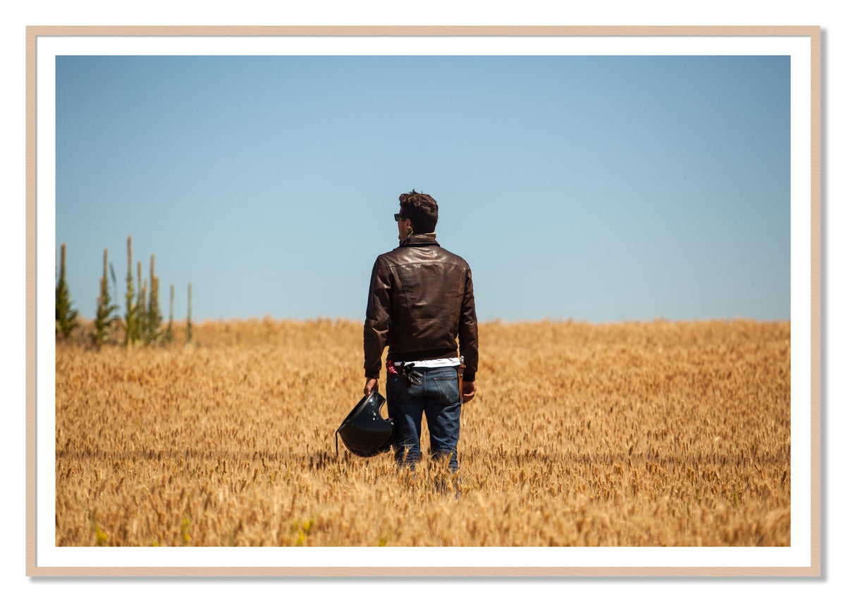 Wonderlust by Dylan Ozanich, 48×72 print with a White Border in a Maple frame