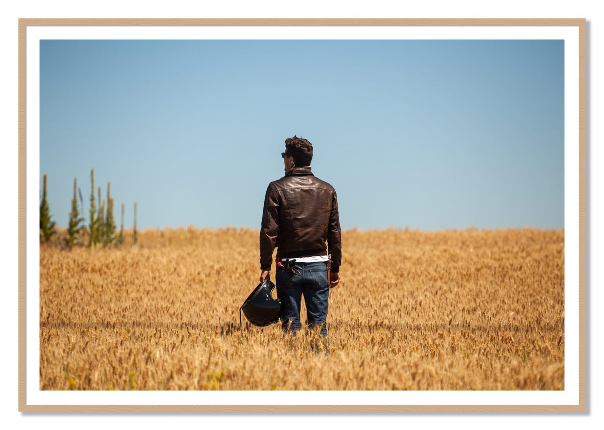 Wonderlust by Dylan Ozanich, 48×72 print with a White Border in an Oak frame