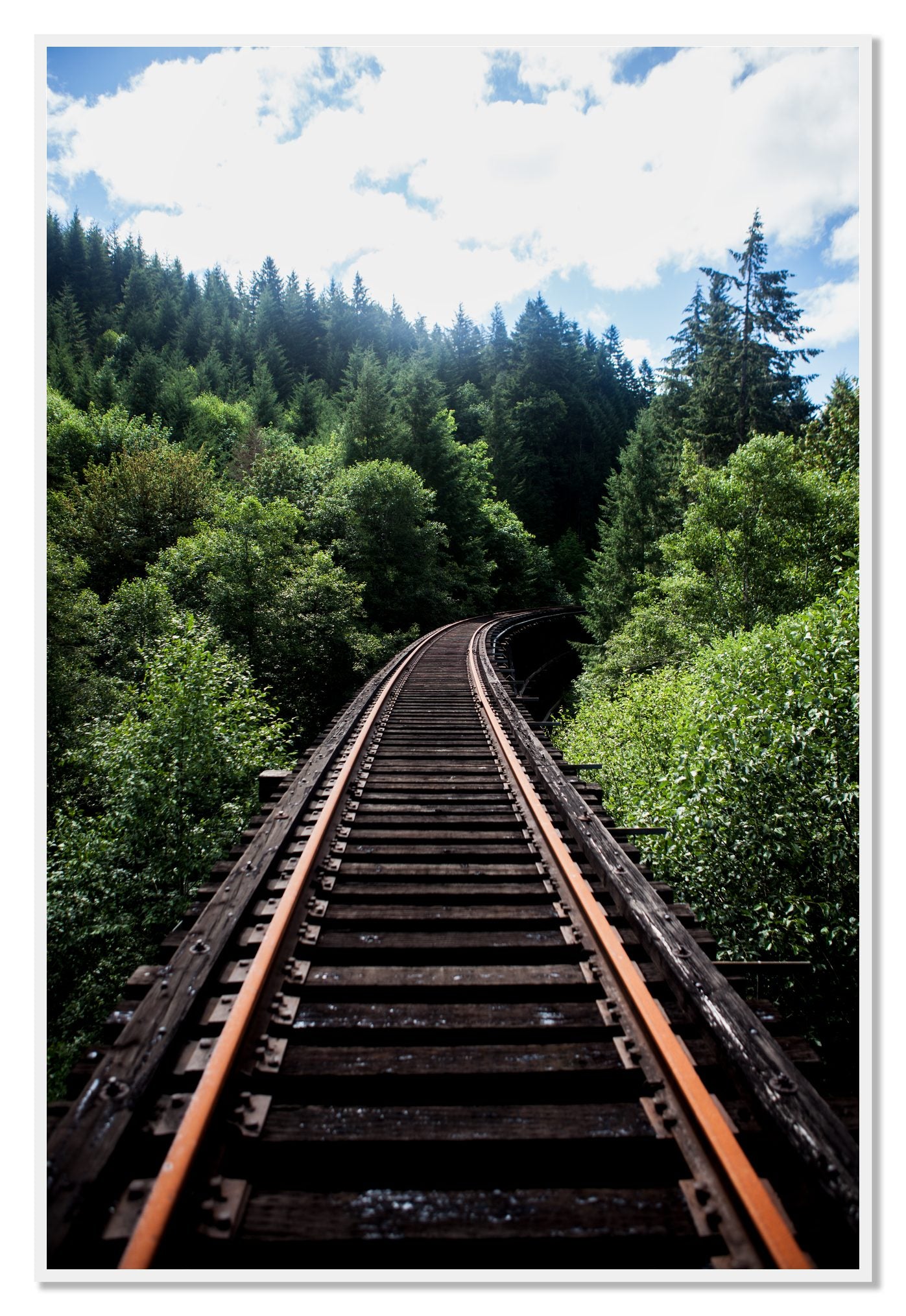 Wood Bridge by Dylan Ozanich, 48×72 Full Bleed Print in a White frame
