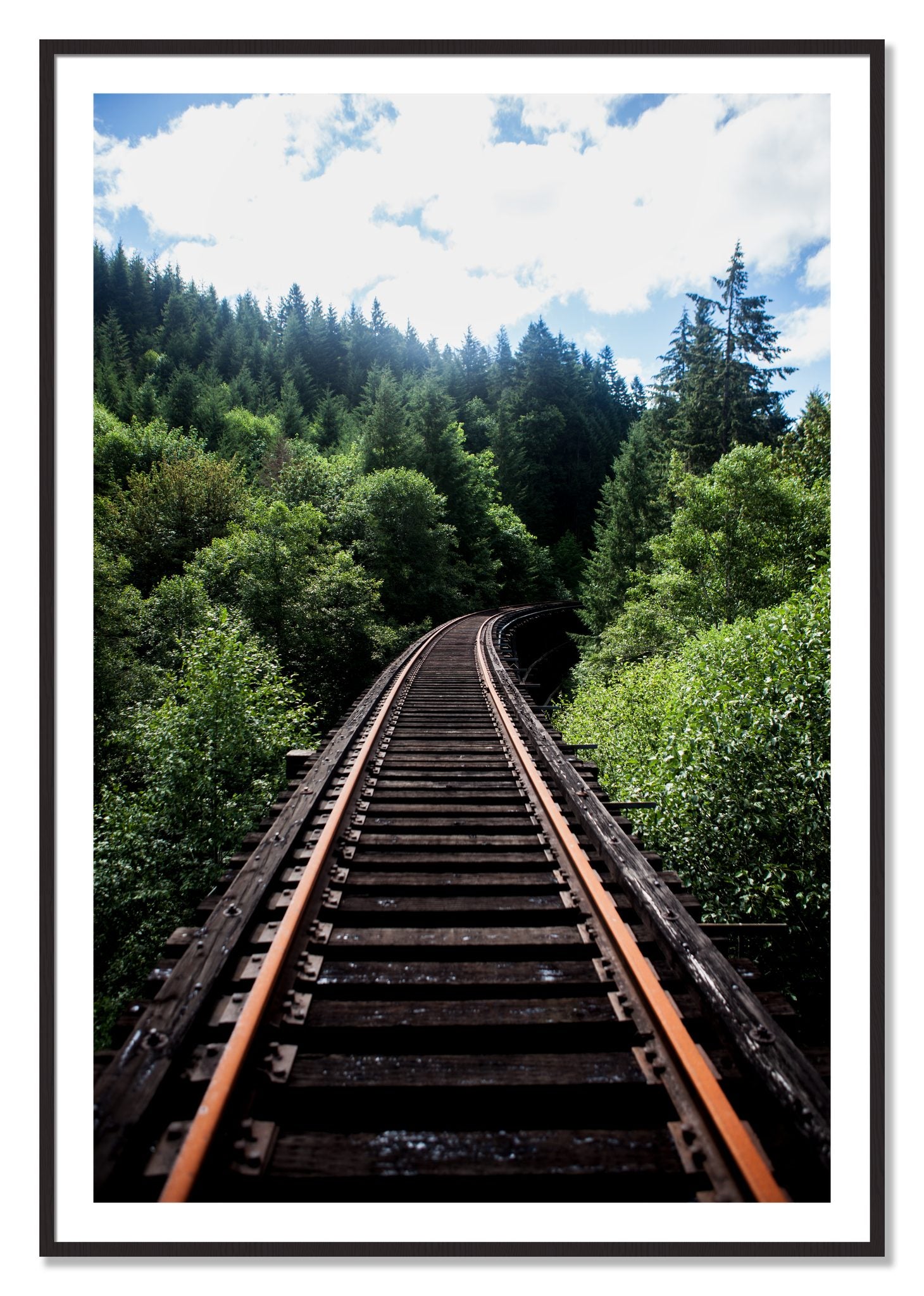 Framed photograph of Wood Bridge by Dylan Ozanich, Black Walnut frame, Borders