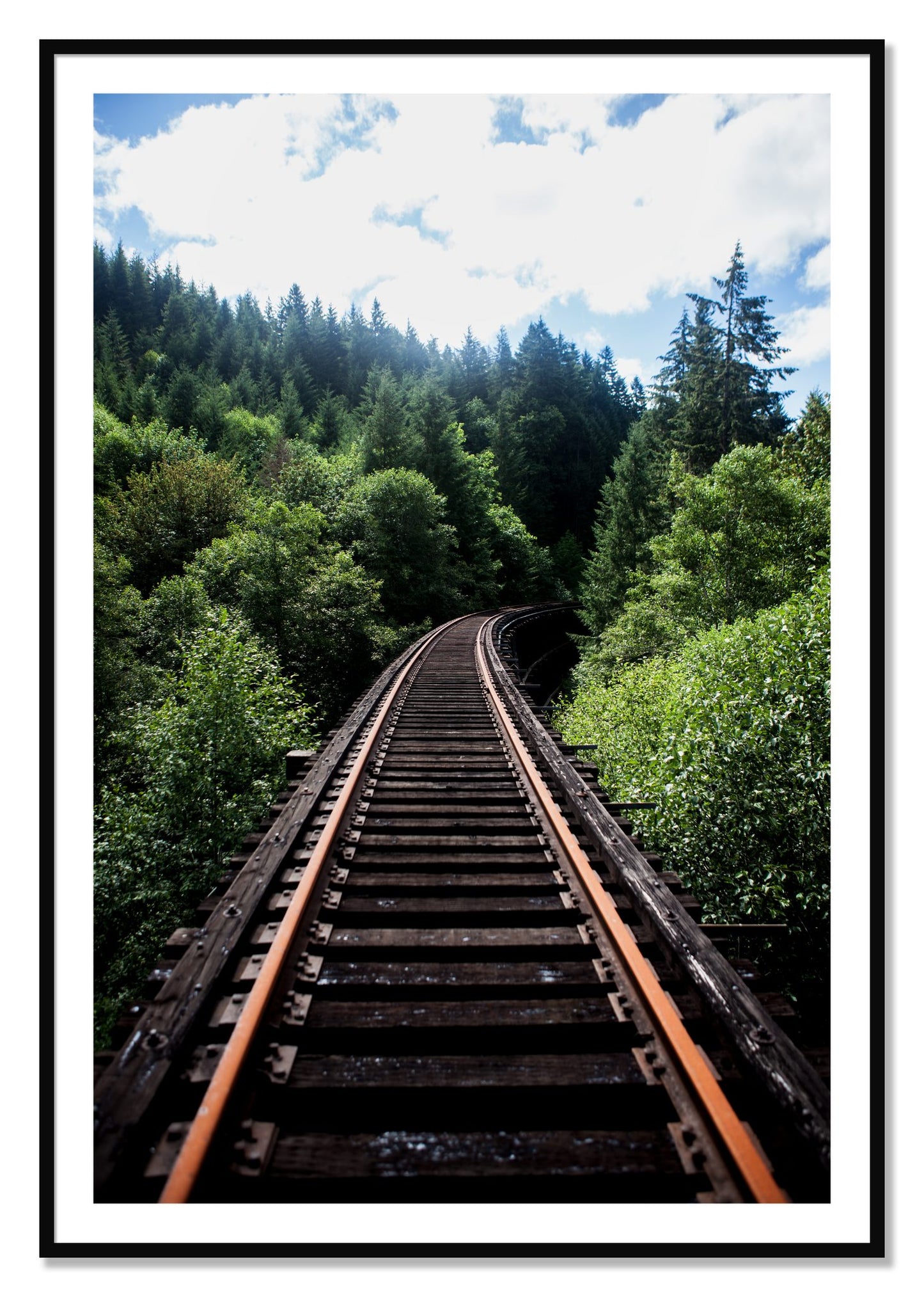 Framed photograph of Wood Bridge by Dylan Ozanich, Black frame, Borders