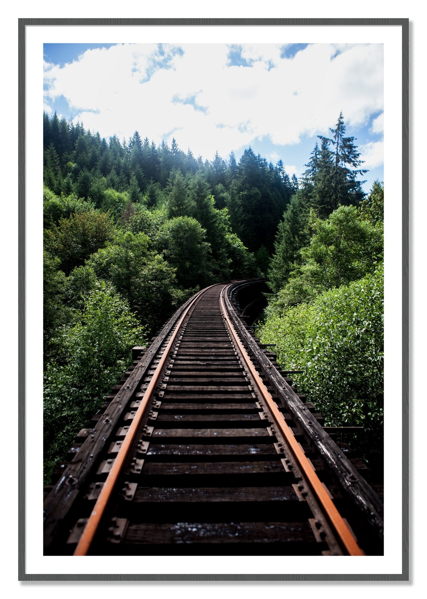 Framed photograph of Wood Bridge by Dylan Ozanich, Grey frame, Borders