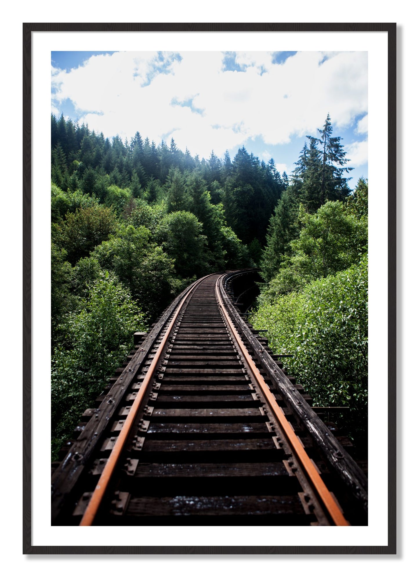 Framed photograph of Wood Bridge by Dylan Ozanich, Black Walnut frame, Borders