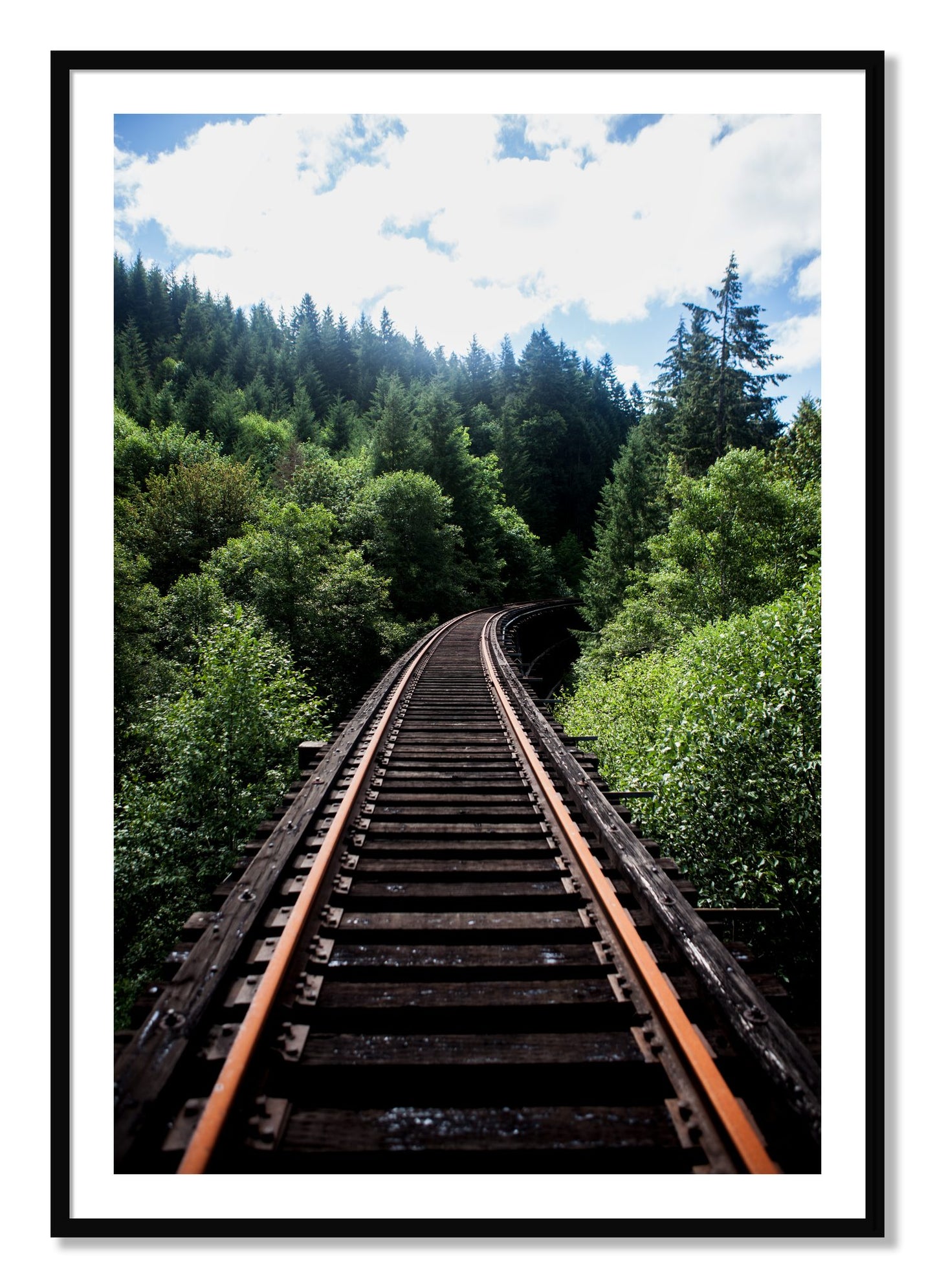 Framed photograph of Wood Bridge by Dylan Ozanich, Black frame, Borders