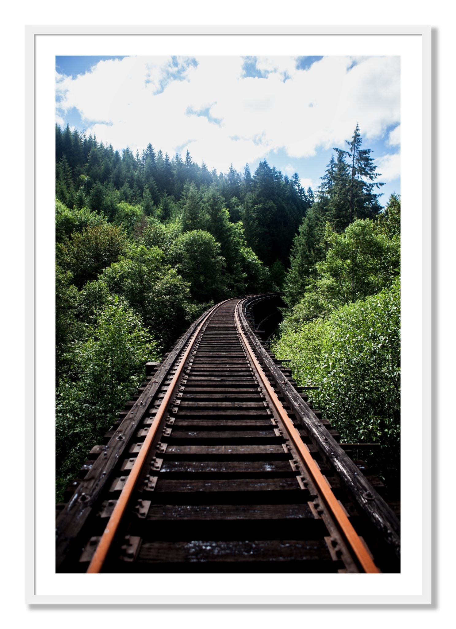 Framed photograph of Wood Bridge by Dylan Ozanich, White frame, Borders