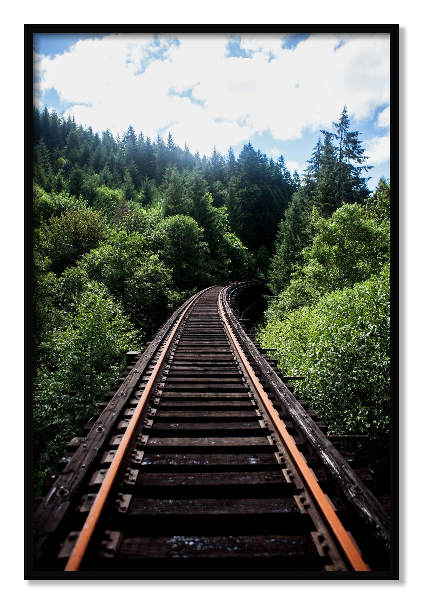 Framed photograph of Wood Bridge by Dylan Ozanich, Black frame, Full Bleed