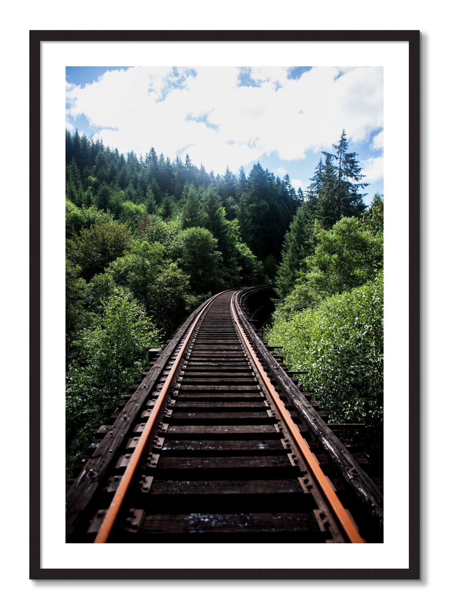 Framed photograph of Wood Bridge by Dylan Ozanich, Black Walnut frame, Borders
