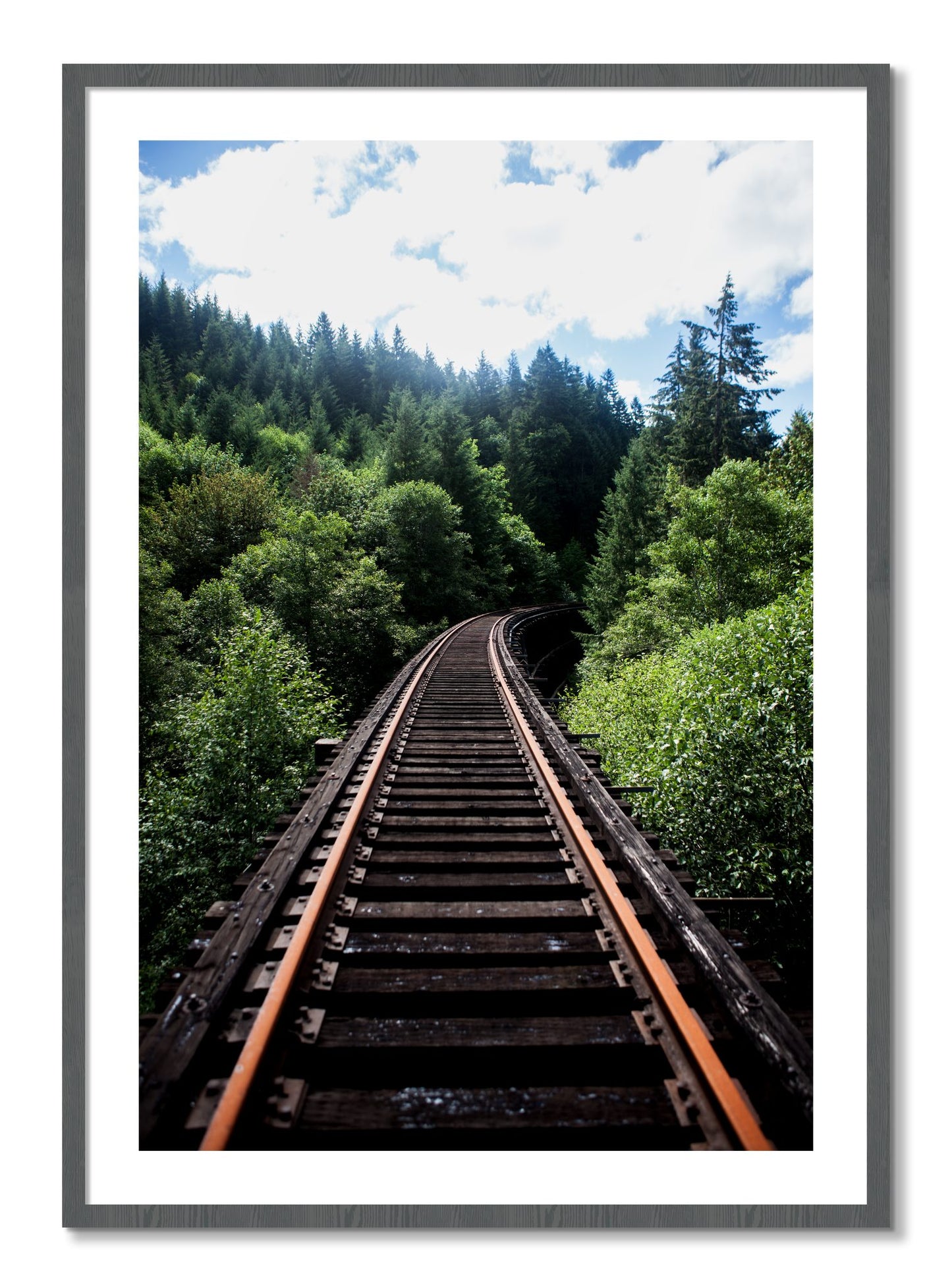 Framed photograph of Wood Bridge by Dylan Ozanich, Grey frame, Borders