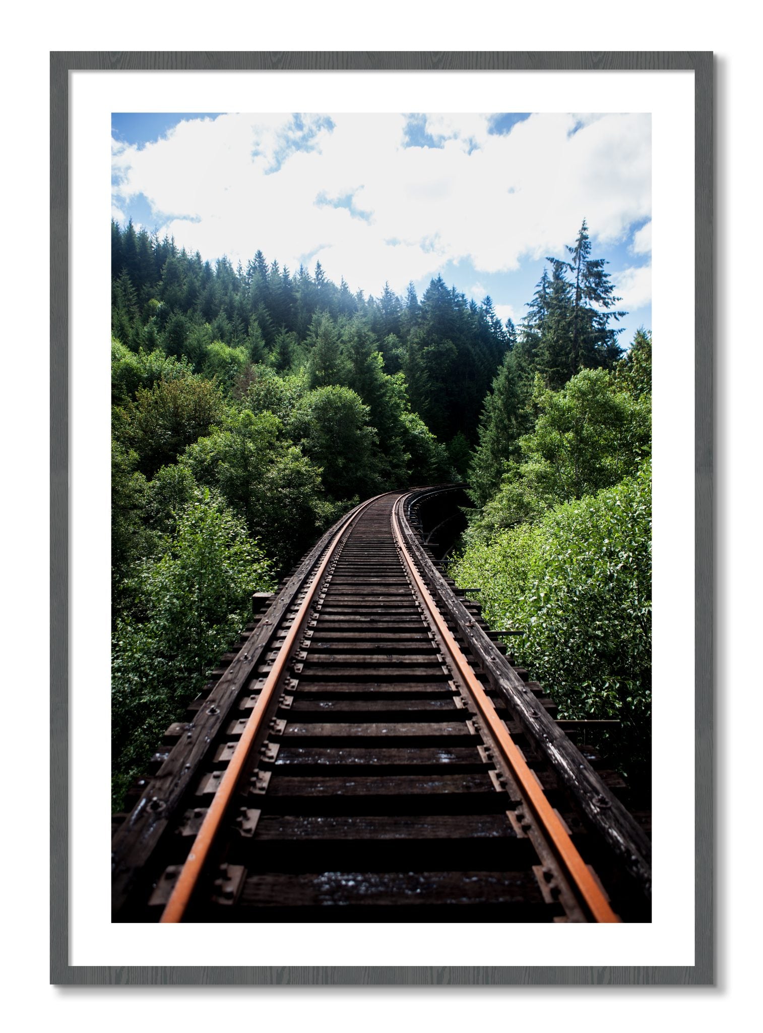 Framed photograph of Wood Bridge by Dylan Ozanich, Grey frame, Borders