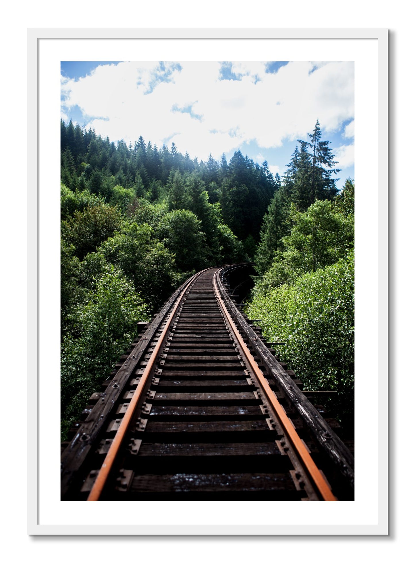 Framed photograph of Wood Bridge by Dylan Ozanich, White frame, Borders