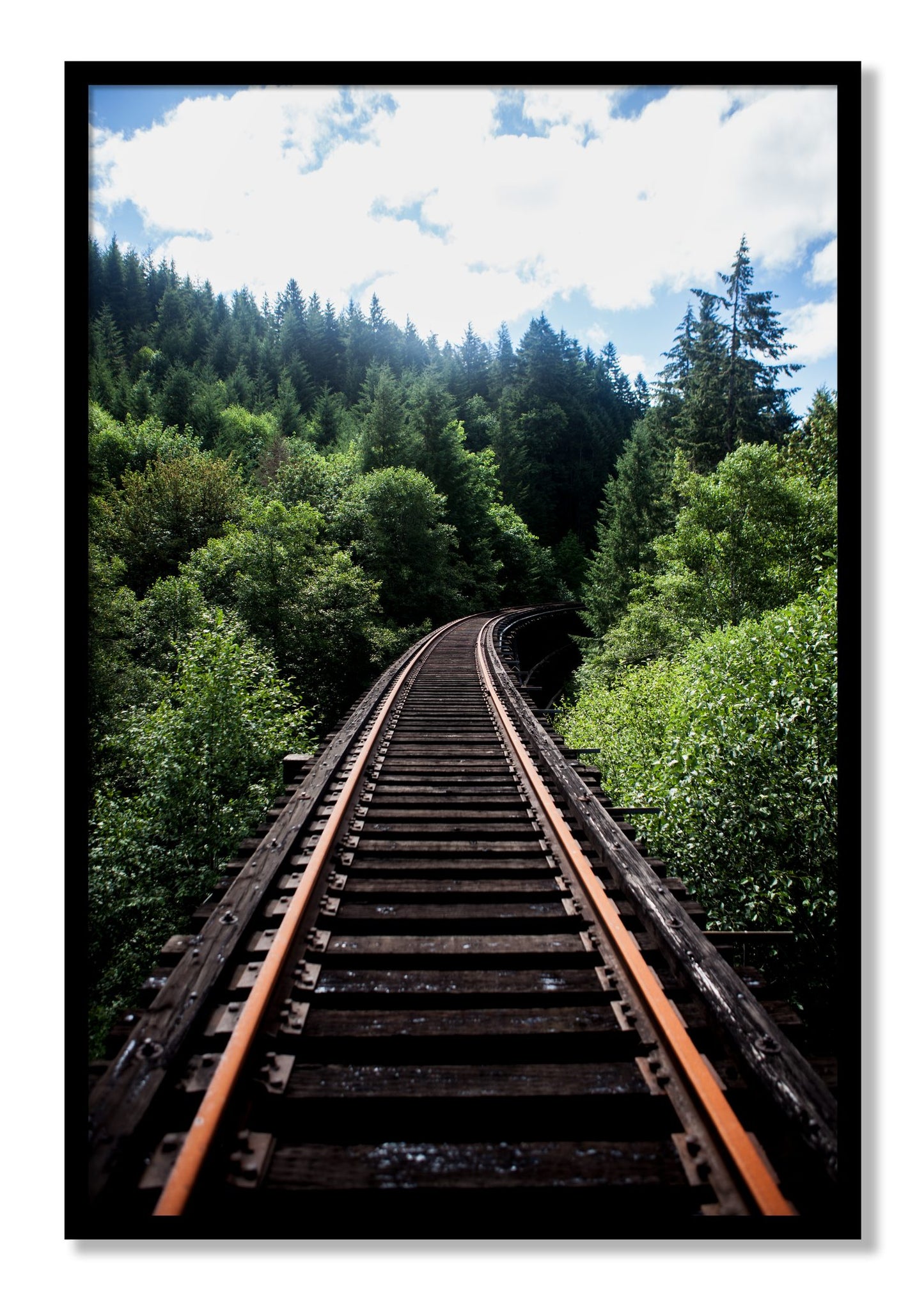 Framed photograph of Wood Bridge by Dylan Ozanich, Black frame, Full Bleed