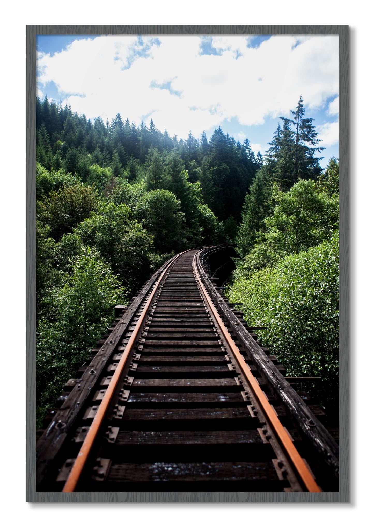 Framed photograph of Wood Bridge by Dylan Ozanich, Grey frame, Full Bleed