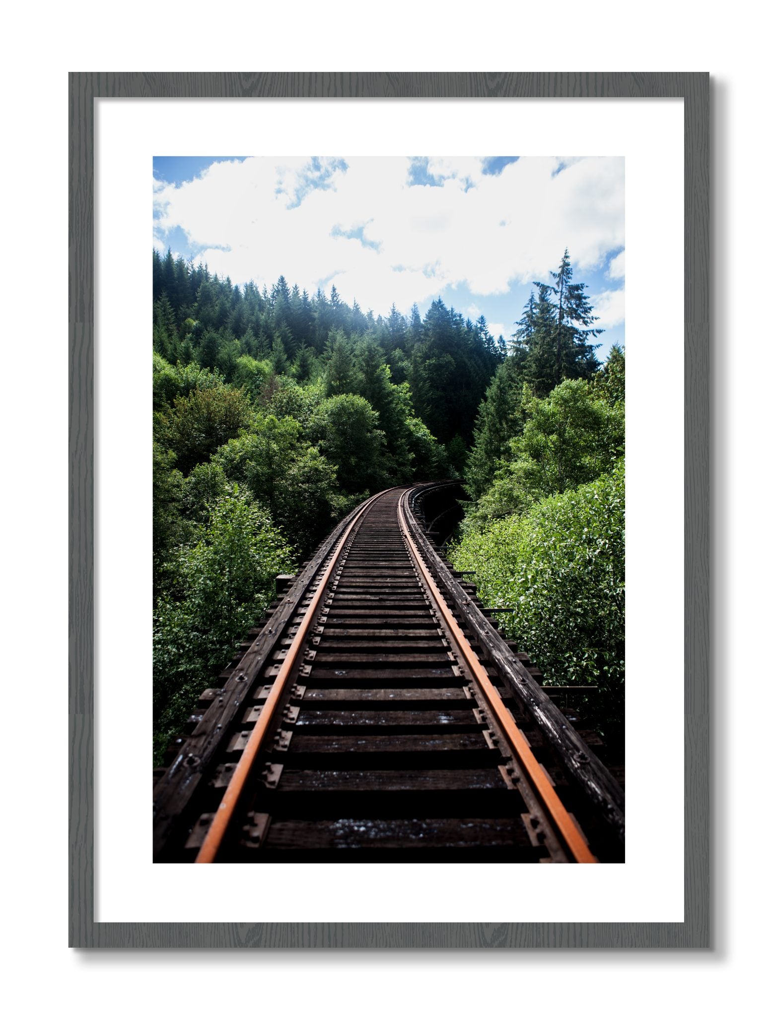 Framed photograph of Wood Bridge by Dylan Ozanich, Grey frame, Borders