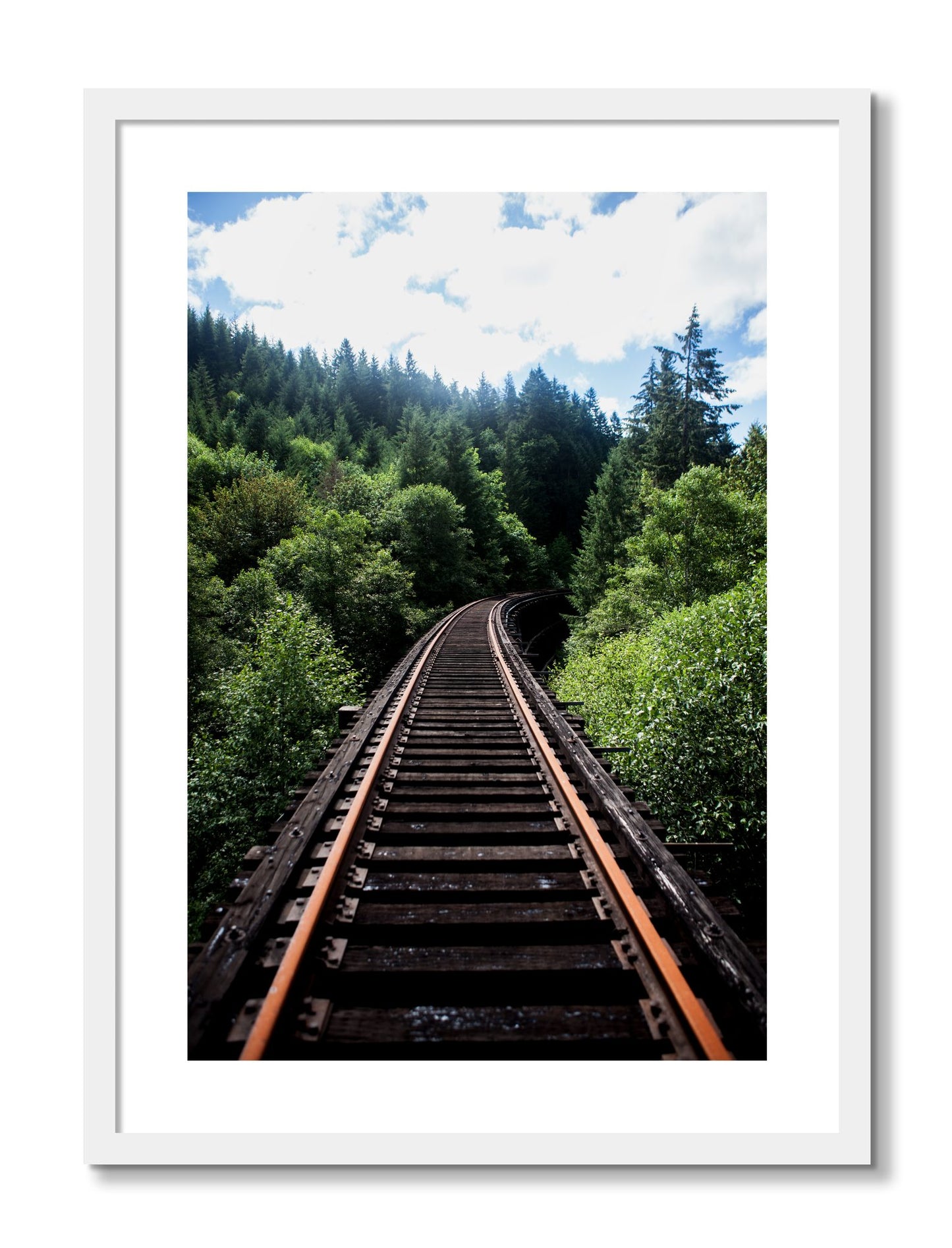Framed photograph of Wood Bridge by Dylan Ozanich, White frame, Borders