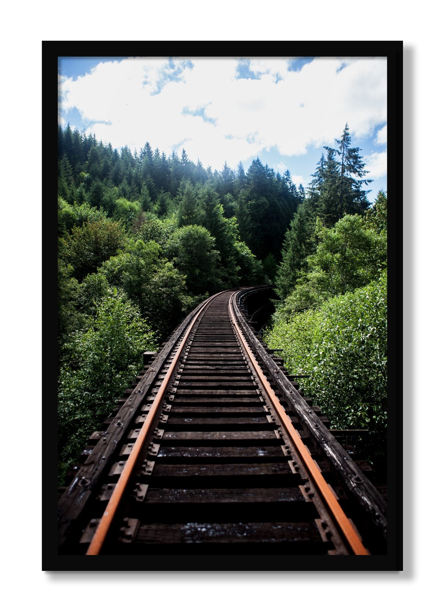 Framed photograph of Wood Bridge by Dylan Ozanich, Black frame, Full Bleed