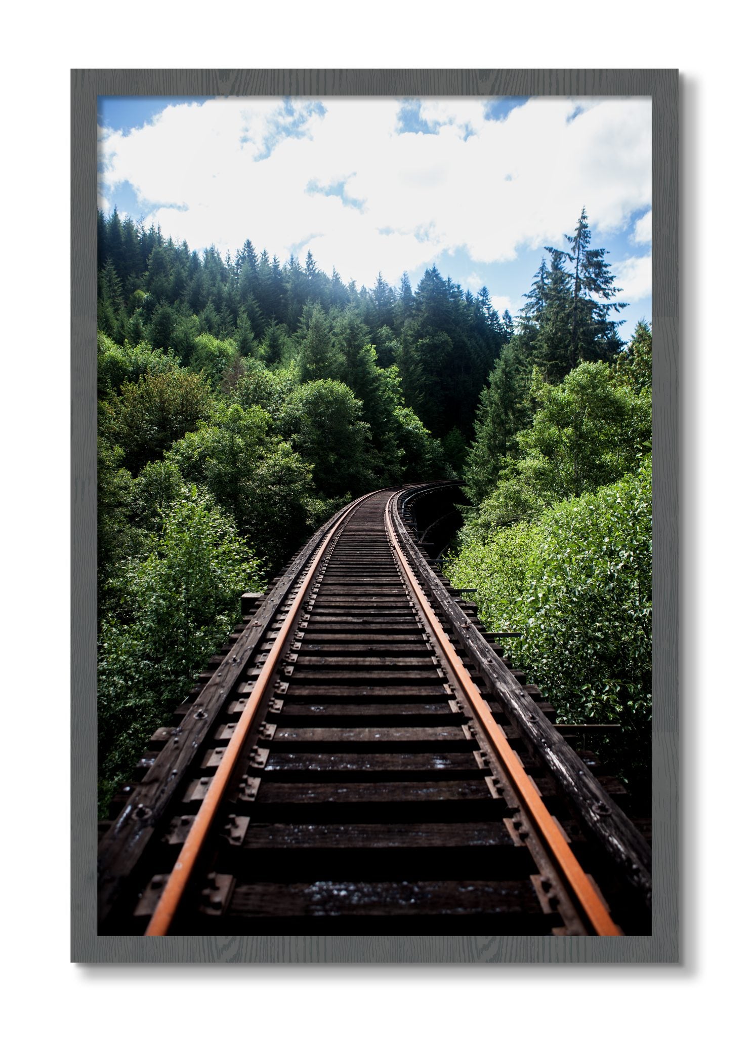 Framed photograph of Wood Bridge by Dylan Ozanich, Grey frame, Full Bleed