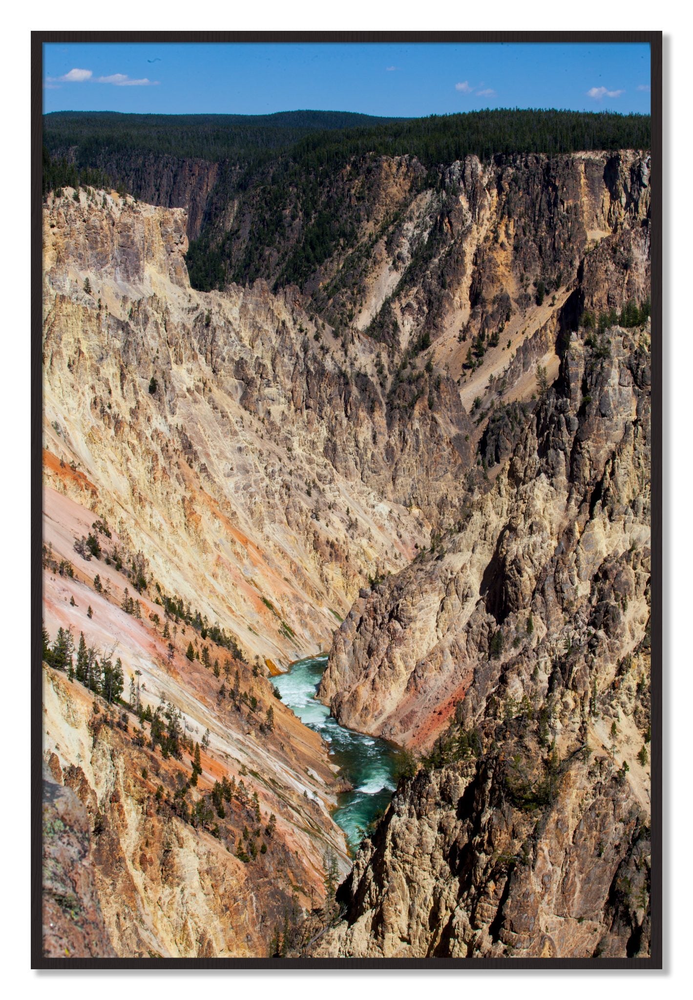 Framed photograph of Yellowstone Canyon by Dylan Ozanich, Black Walnut frame, Full Bleed