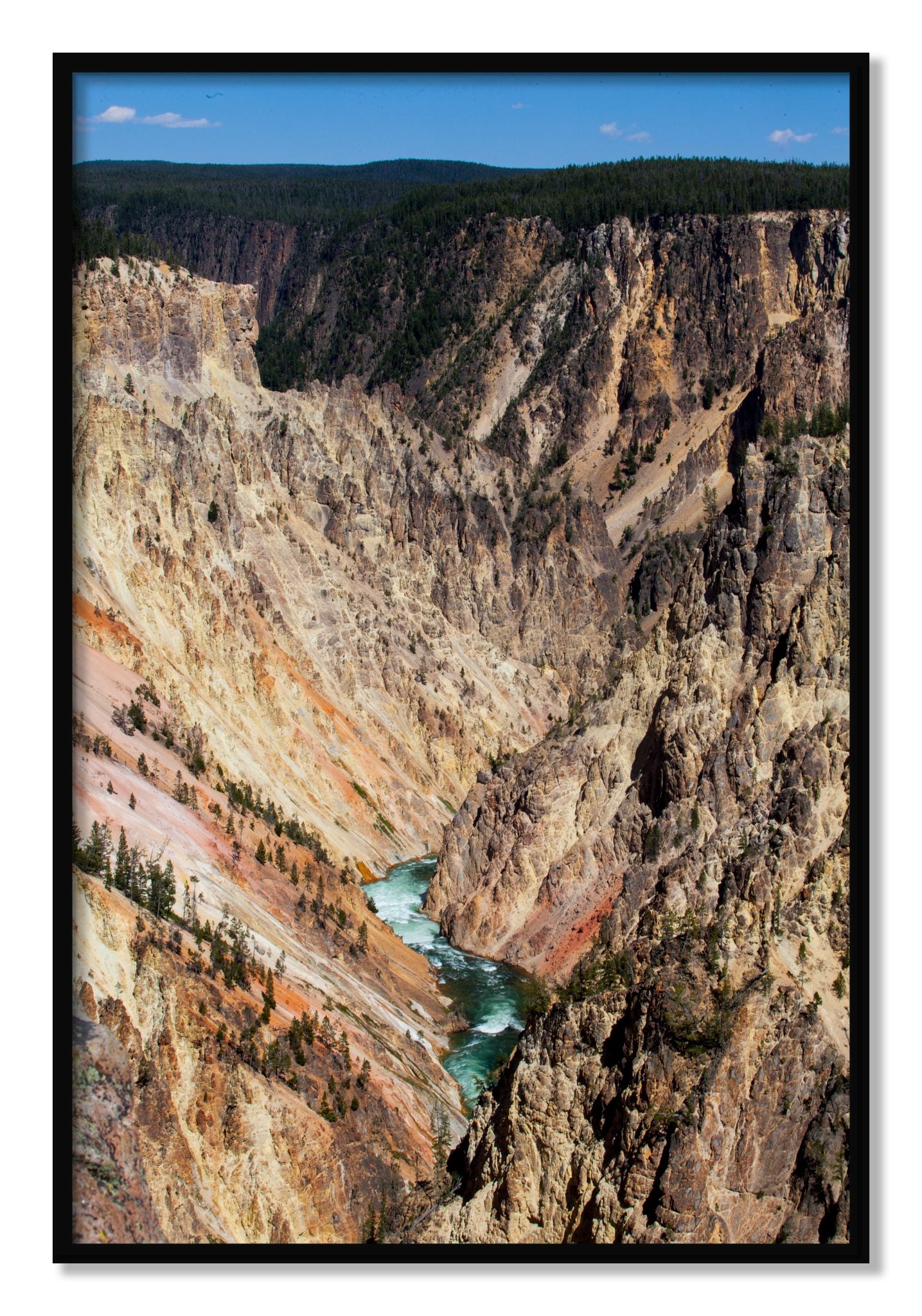 Framed photograph of Yellowstone Canyon by Dylan Ozanich, Black frame, Full Bleed