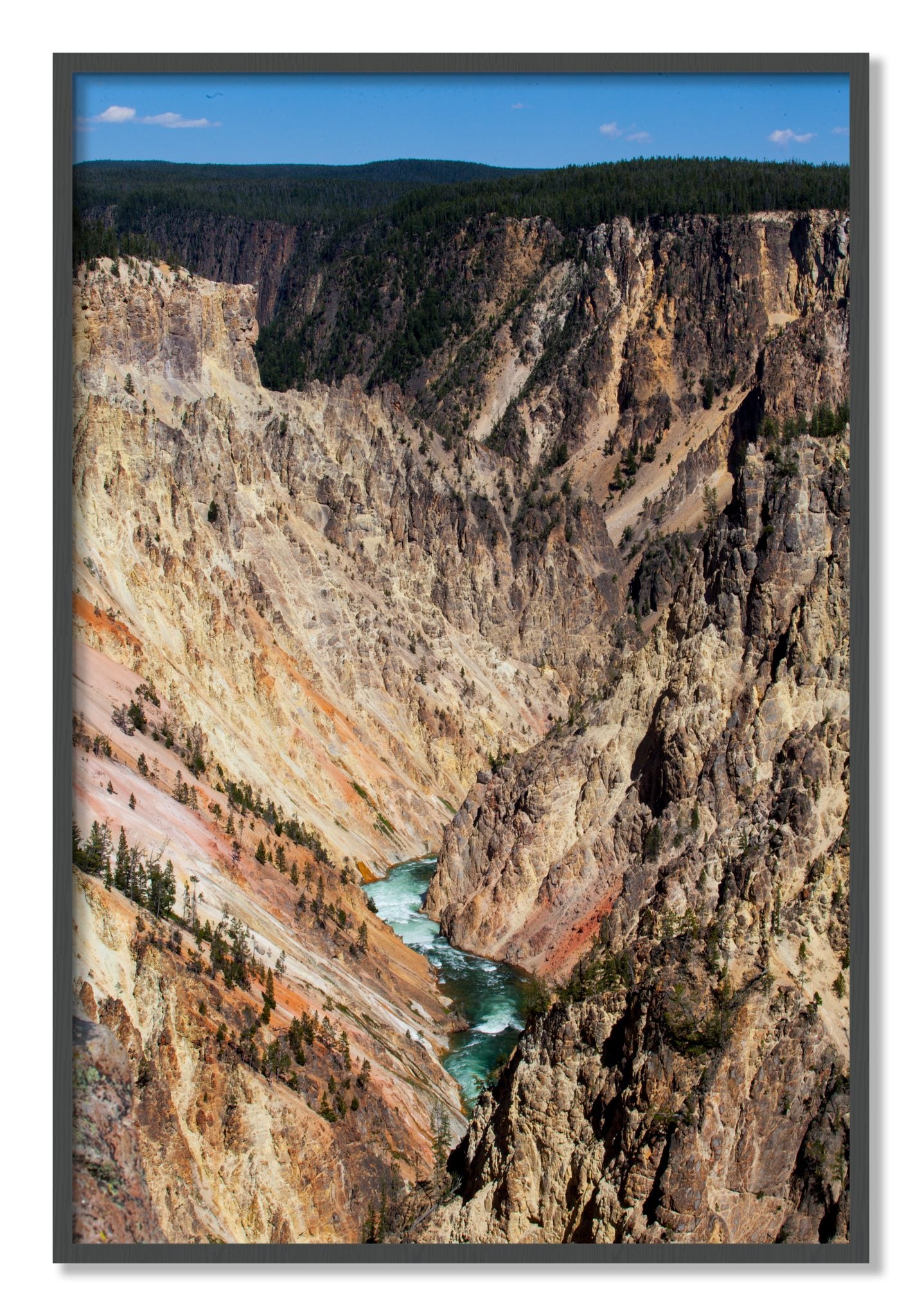 Framed photograph of Yellowstone Canyon by Dylan Ozanich, Grey frame, Full Bleed