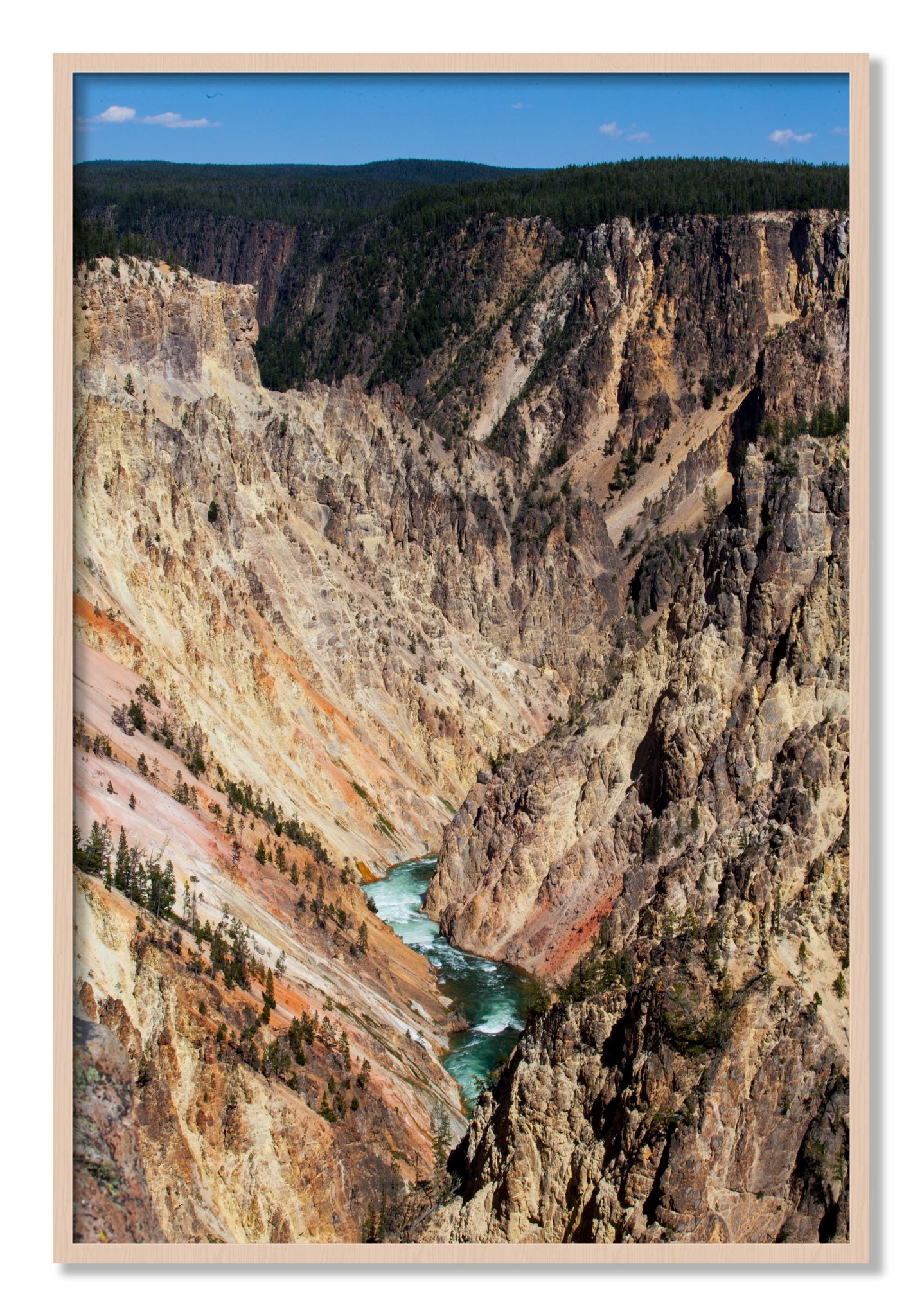 Framed photograph of Yellowstone Canyon by Dylan Ozanich, Maple frame, Full Bleed