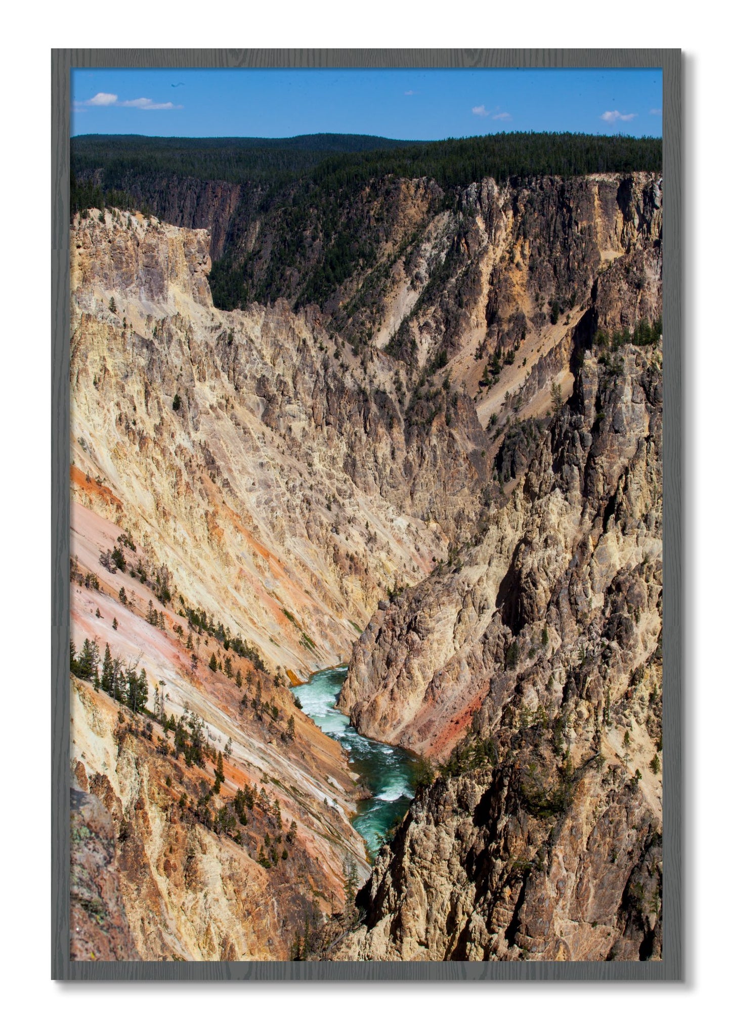 Framed photograph of Yellowstone Canyon by Dylan Ozanich, Grey frame, Full Bleed