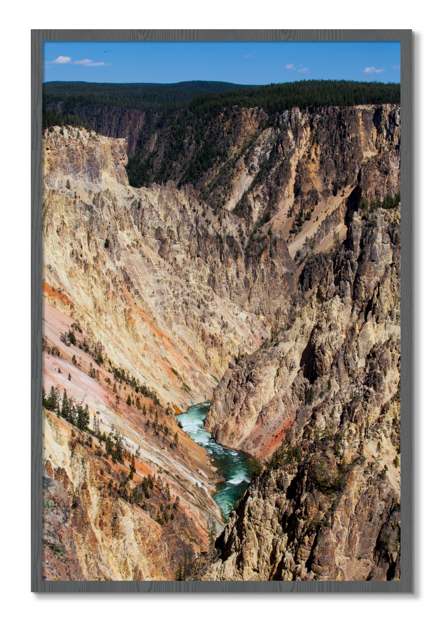 Framed photograph of Yellowstone Canyon by Dylan Ozanich, Grey frame, Full Bleed