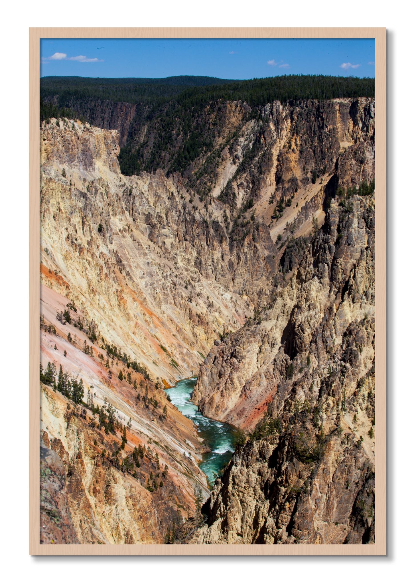 Framed photograph of Yellowstone Canyon by Dylan Ozanich, Maple frame, Full Bleed