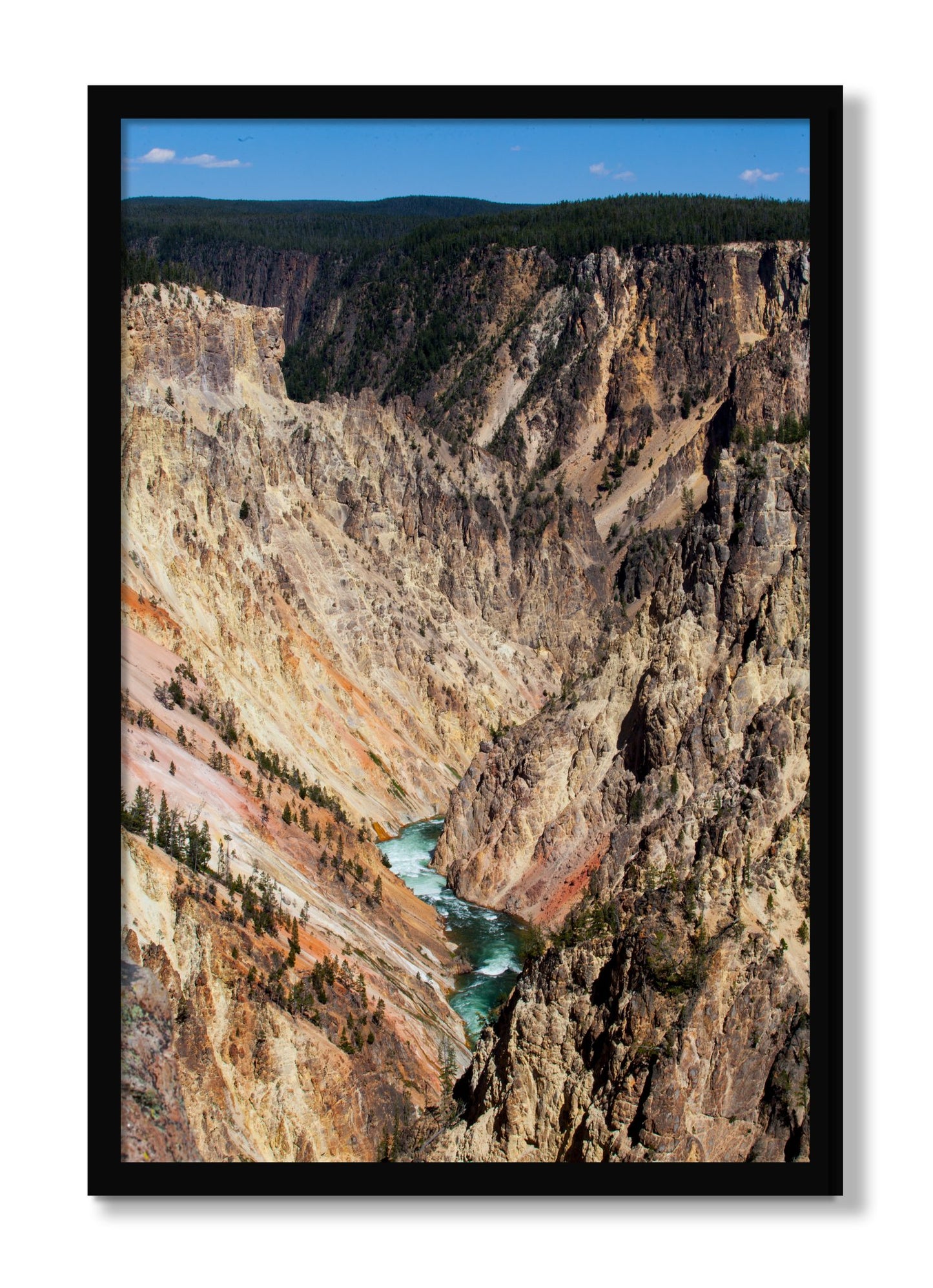 Framed photograph of Yellowstone Canyon by Dylan Ozanich, Black frame, Full Bleed