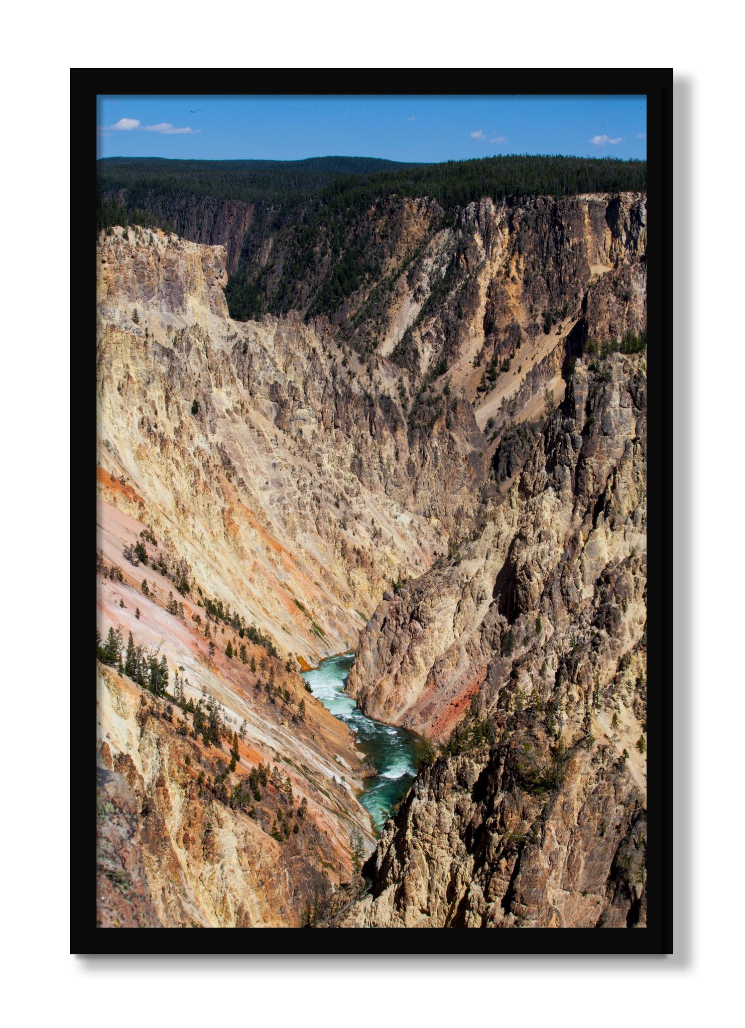 Framed photograph of Yellowstone Canyon by Dylan Ozanich, Black frame, Full Bleed