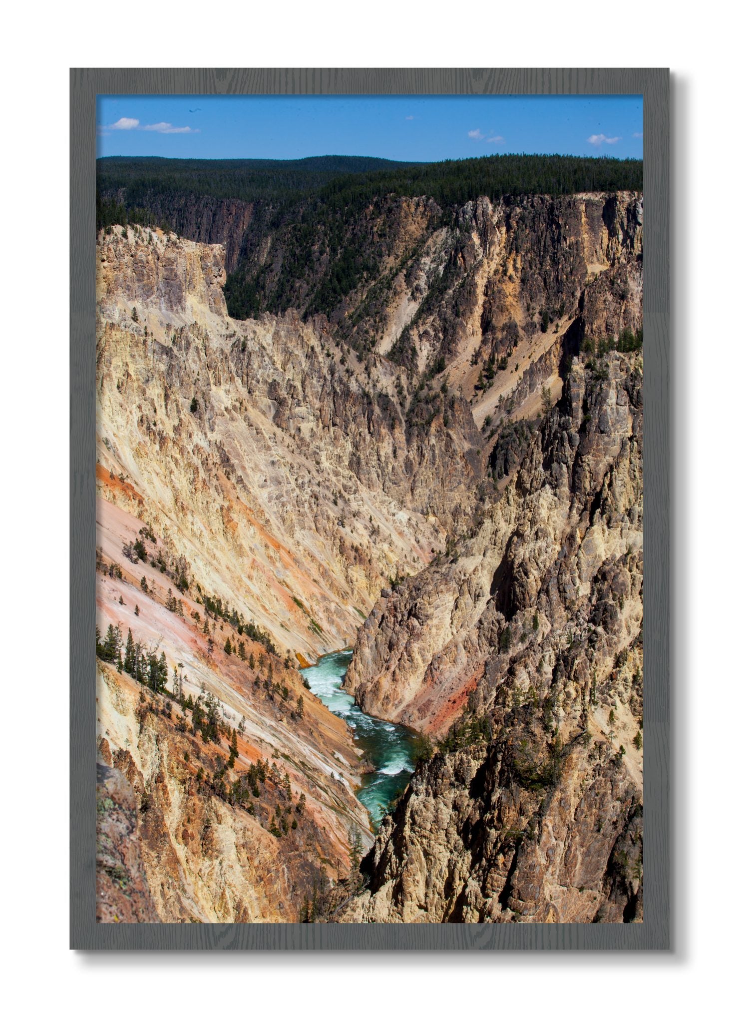 Framed photograph of Yellowstone Canyon by Dylan Ozanich, Grey frame, Full Bleed