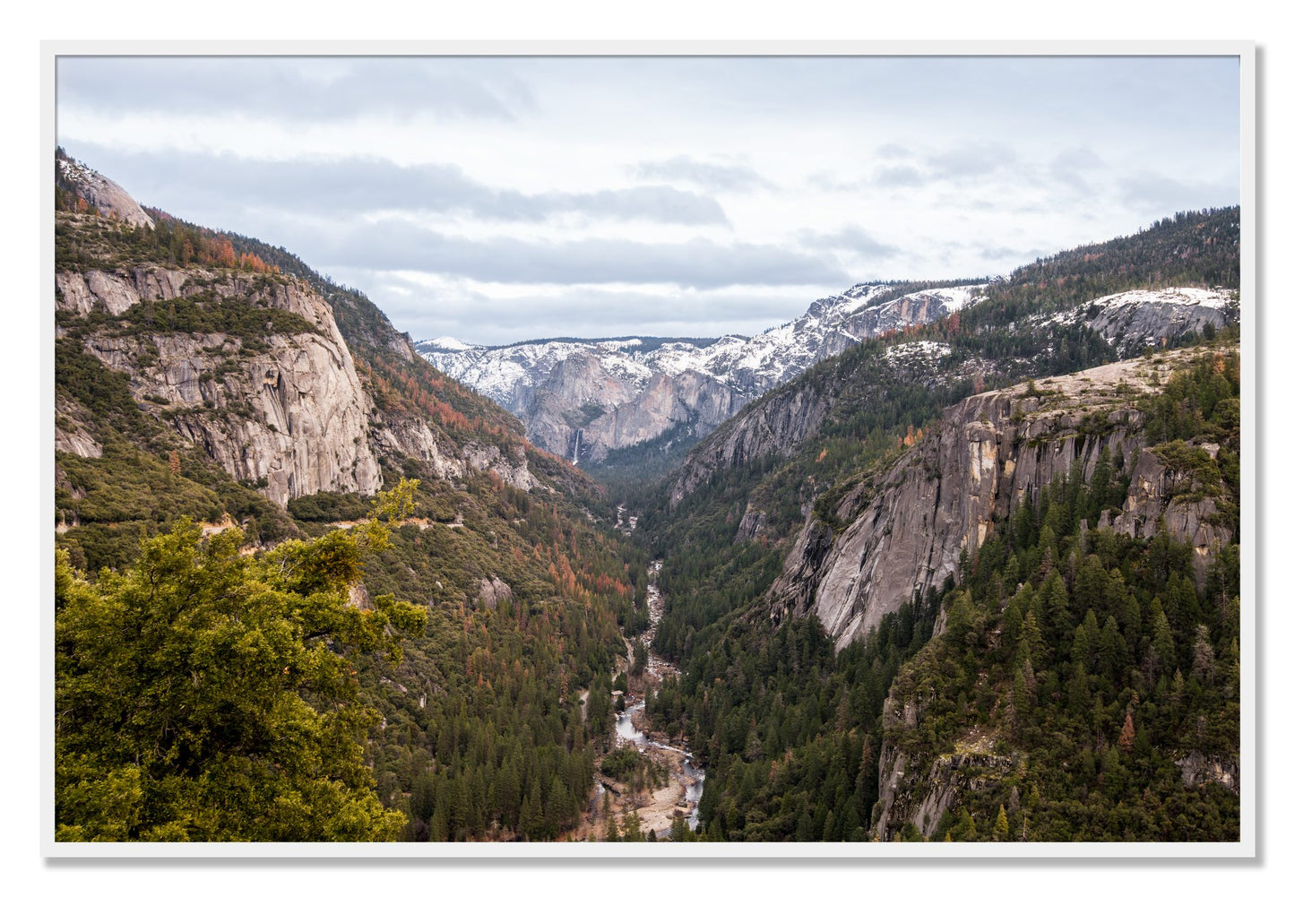 Framed photograph of Yosemite Valley by Dylan Ozanich, White frame, Full Bleed