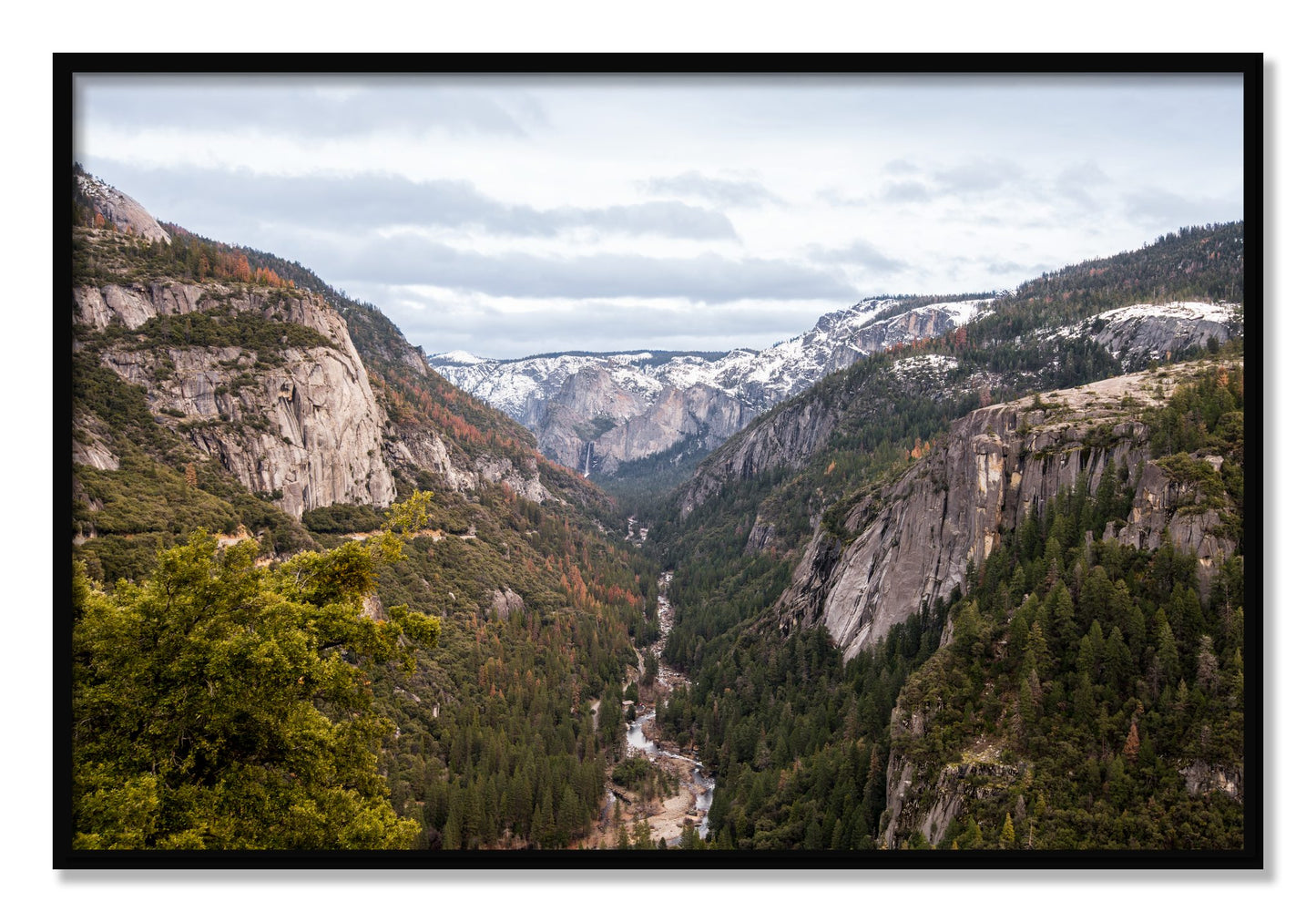 Framed photograph of Yosemite Valley by Dylan Ozanich, Black frame, Full Bleed