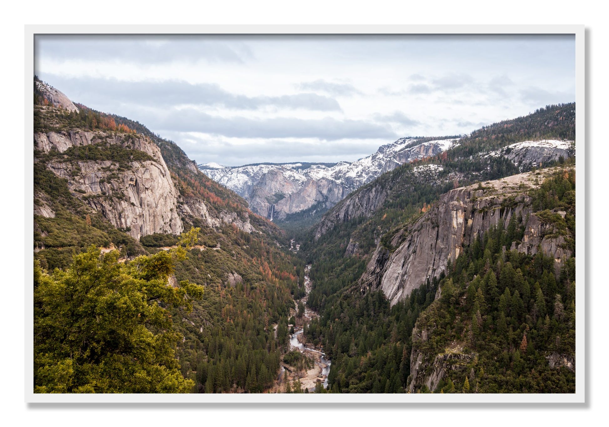 Framed photograph of Yosemite Valley by Dylan Ozanich, White frame, Full Bleed