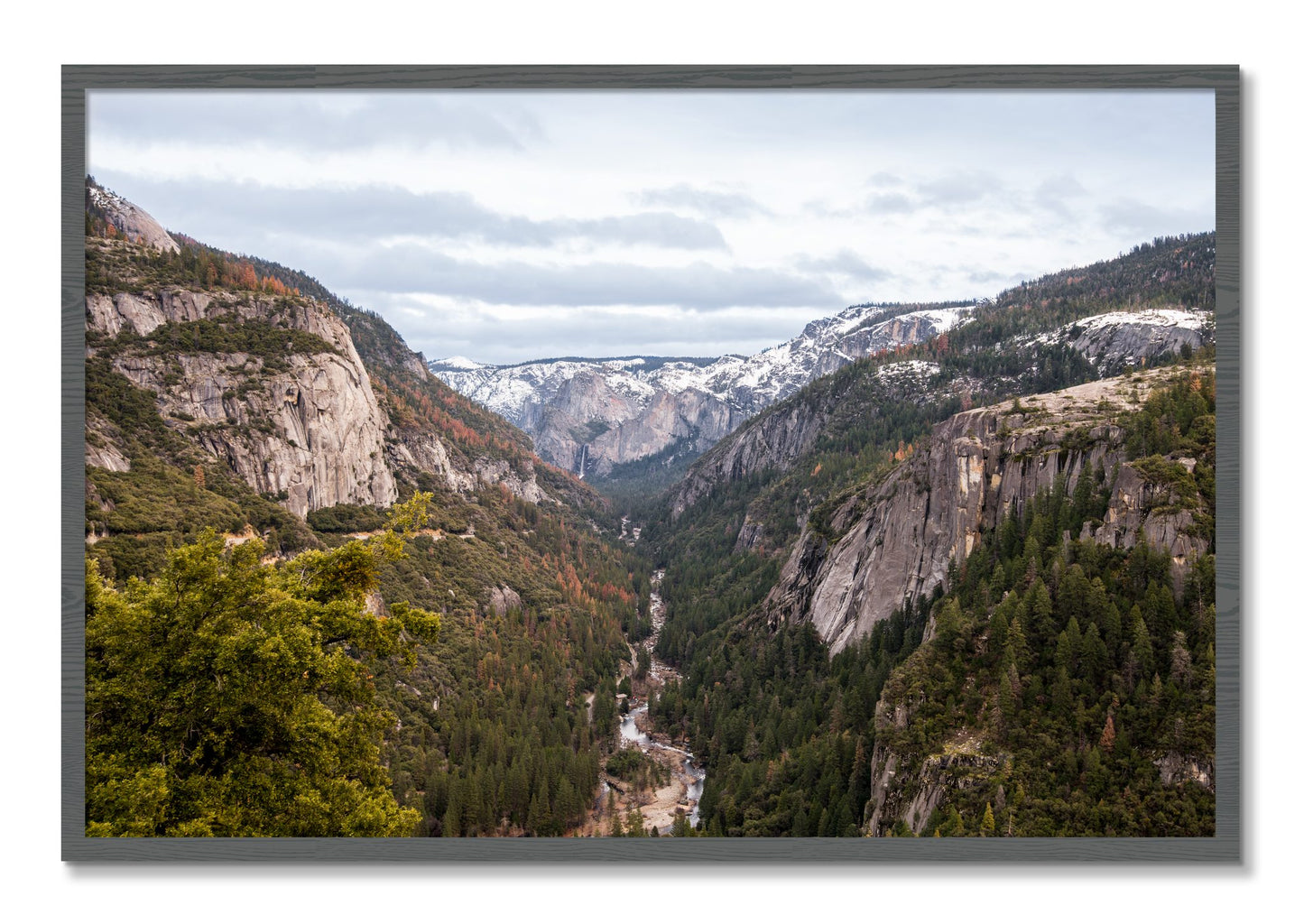 Framed photograph of Yosemite Valley by Dylan Ozanich, Grey frame, Full Bleed