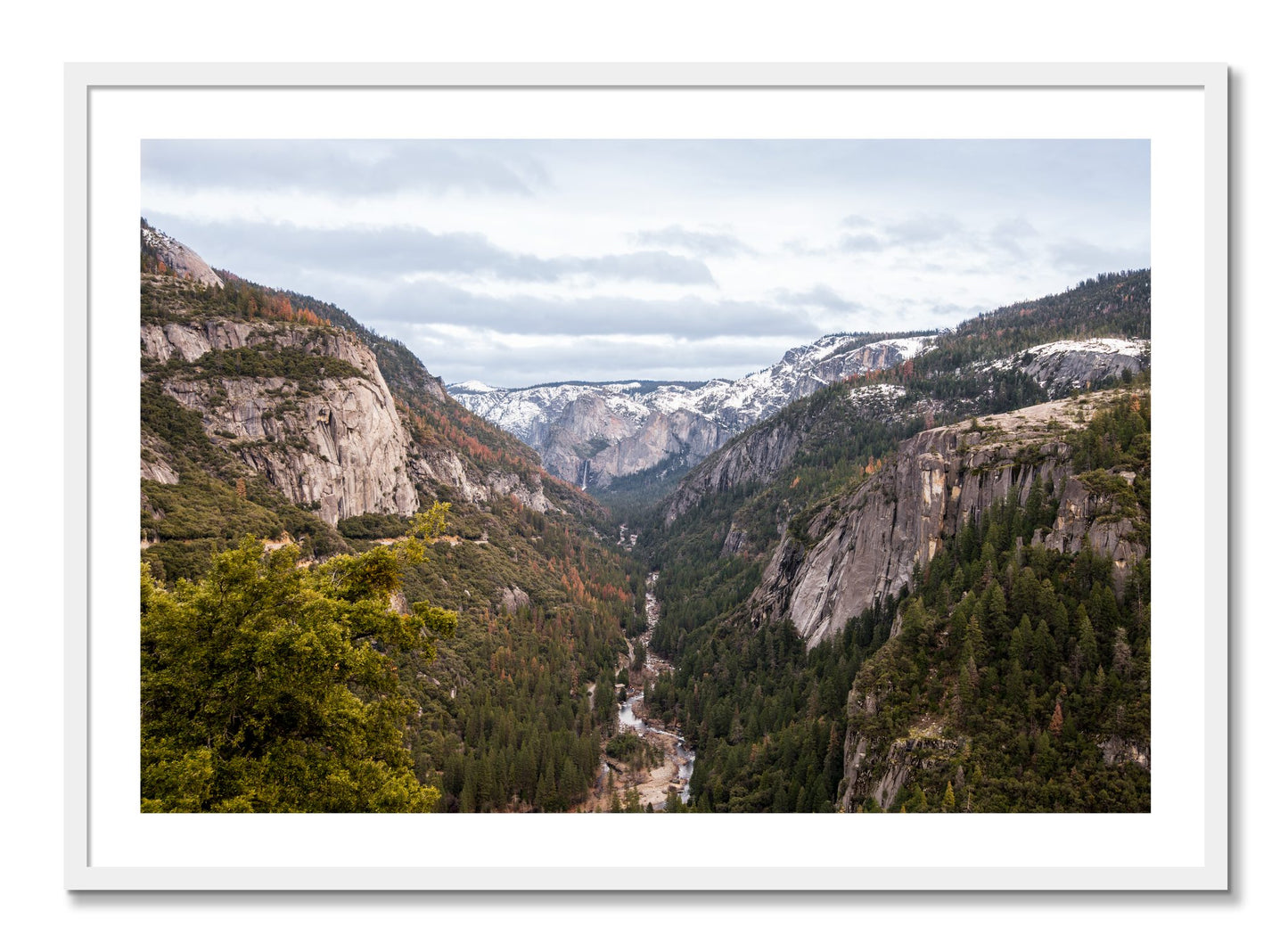 Framed photograph of Yosemite Valley by Dylan Ozanich, White frame, Full Bleed