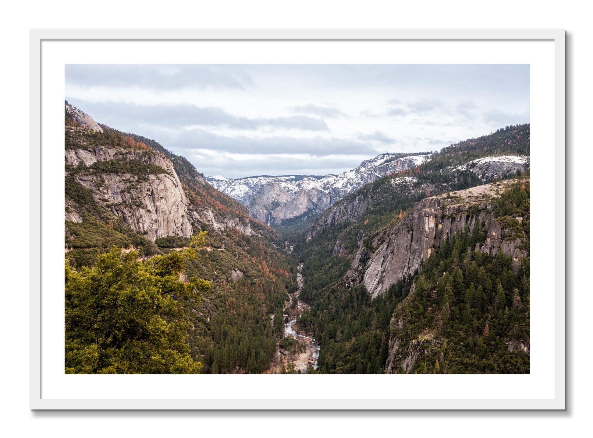 Framed photograph of Yosemite Valley by Dylan Ozanich, White frame, Full Bleed