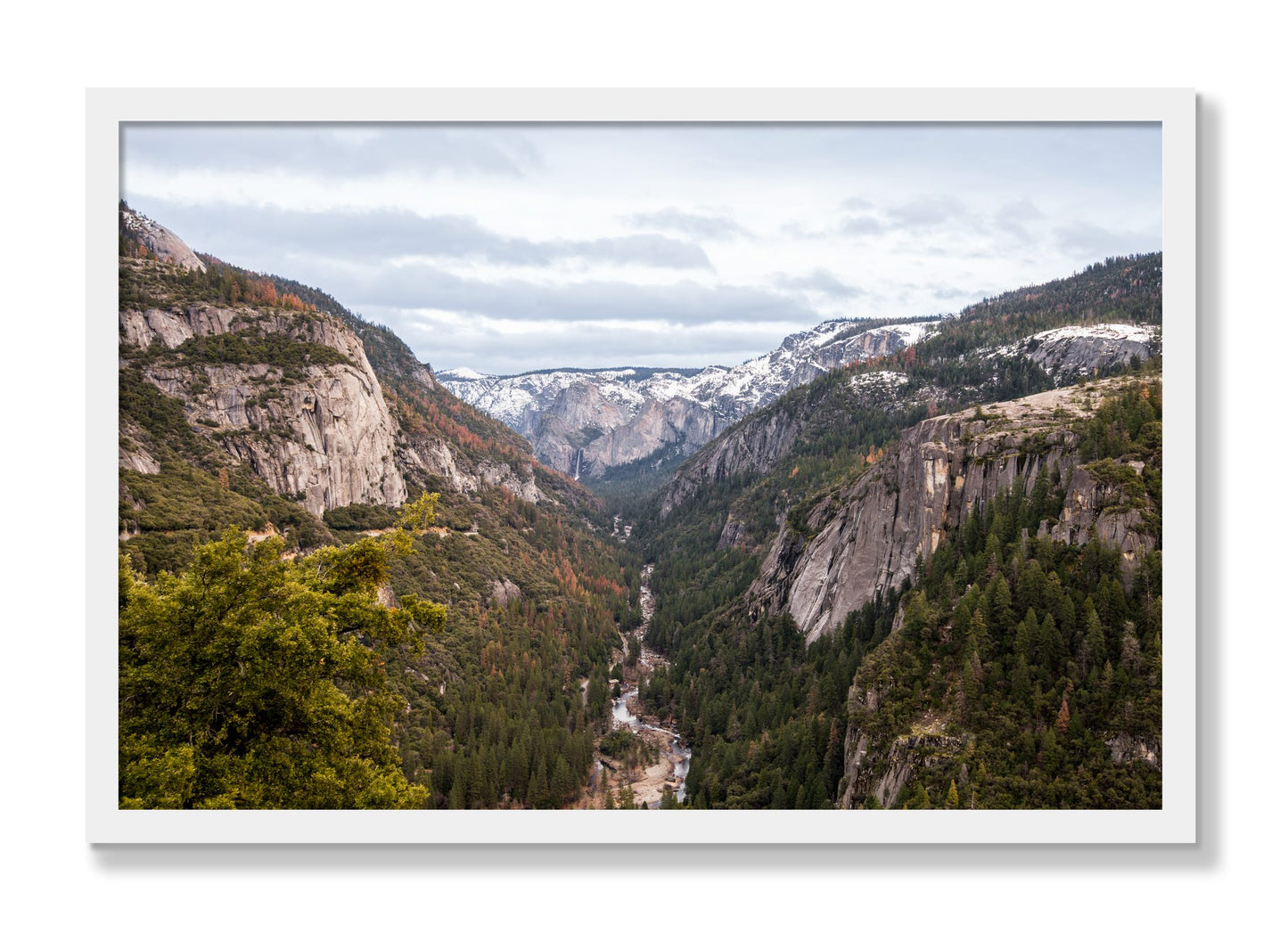Framed photograph of Yosemite Valley by Dylan Ozanich, White frame, Full Bleed