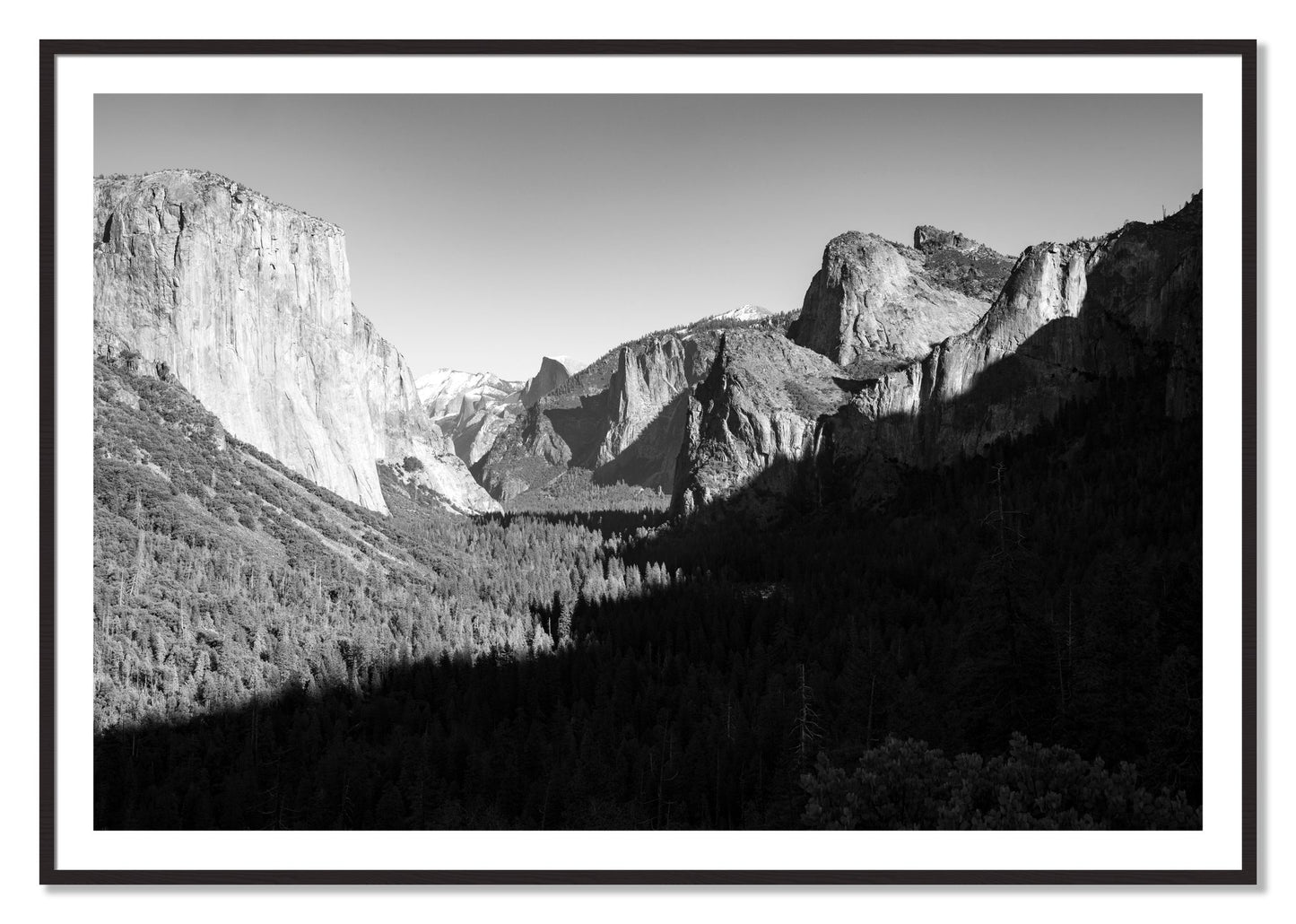 Framed photograph of Yosemite by Dylan Ozanich, Black Walnut frame, Borders