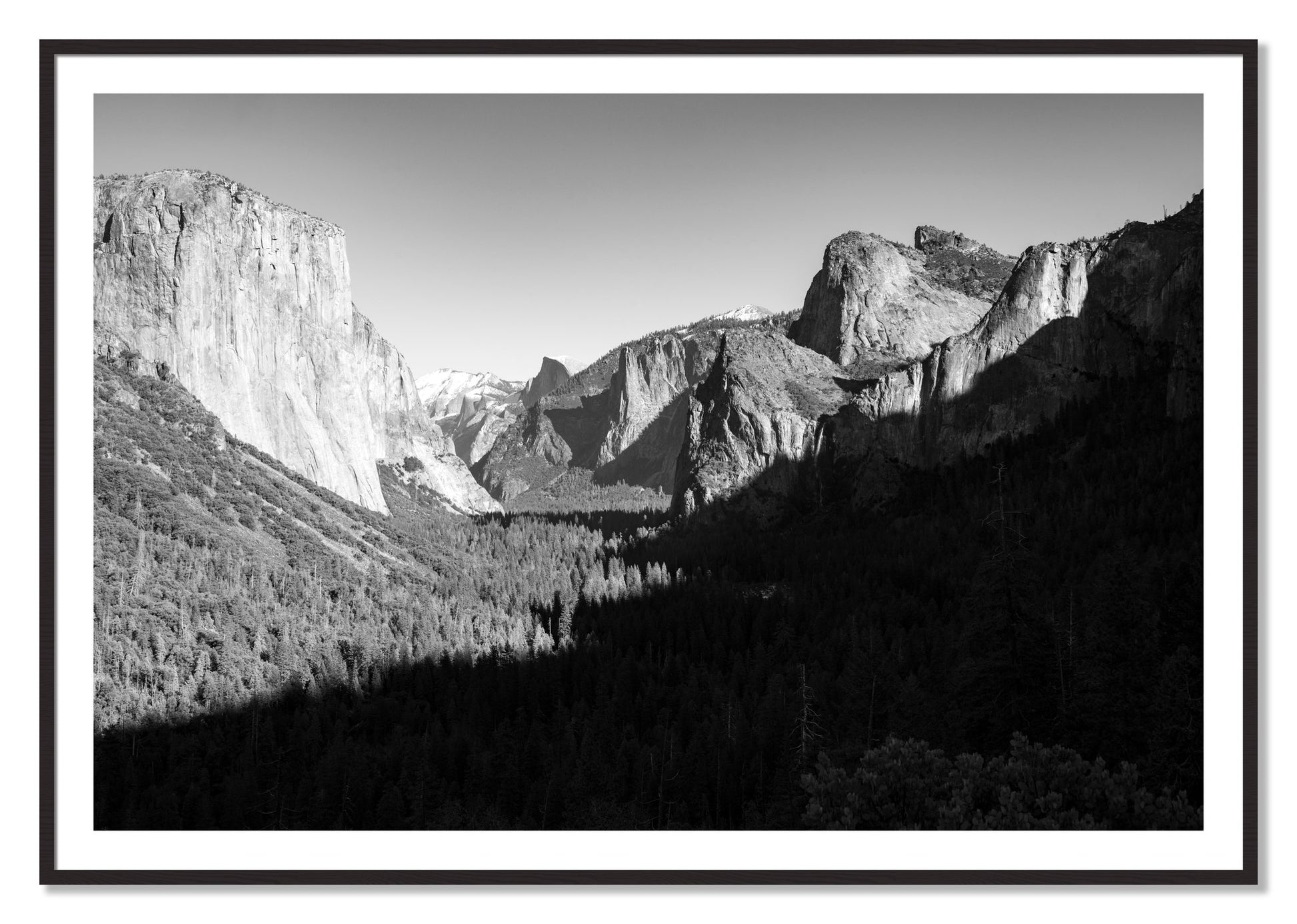 Framed photograph of Yosemite by Dylan Ozanich, Black Walnut frame, Borders