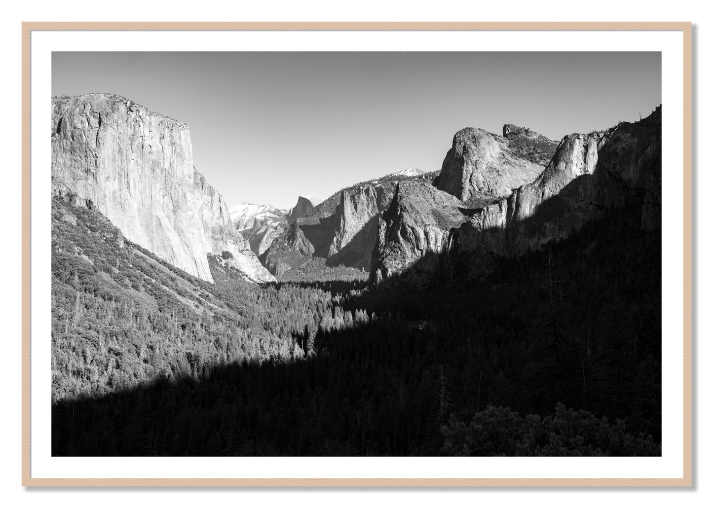 Framed photograph of Yosemite by Dylan Ozanich, Maple frame, Borders