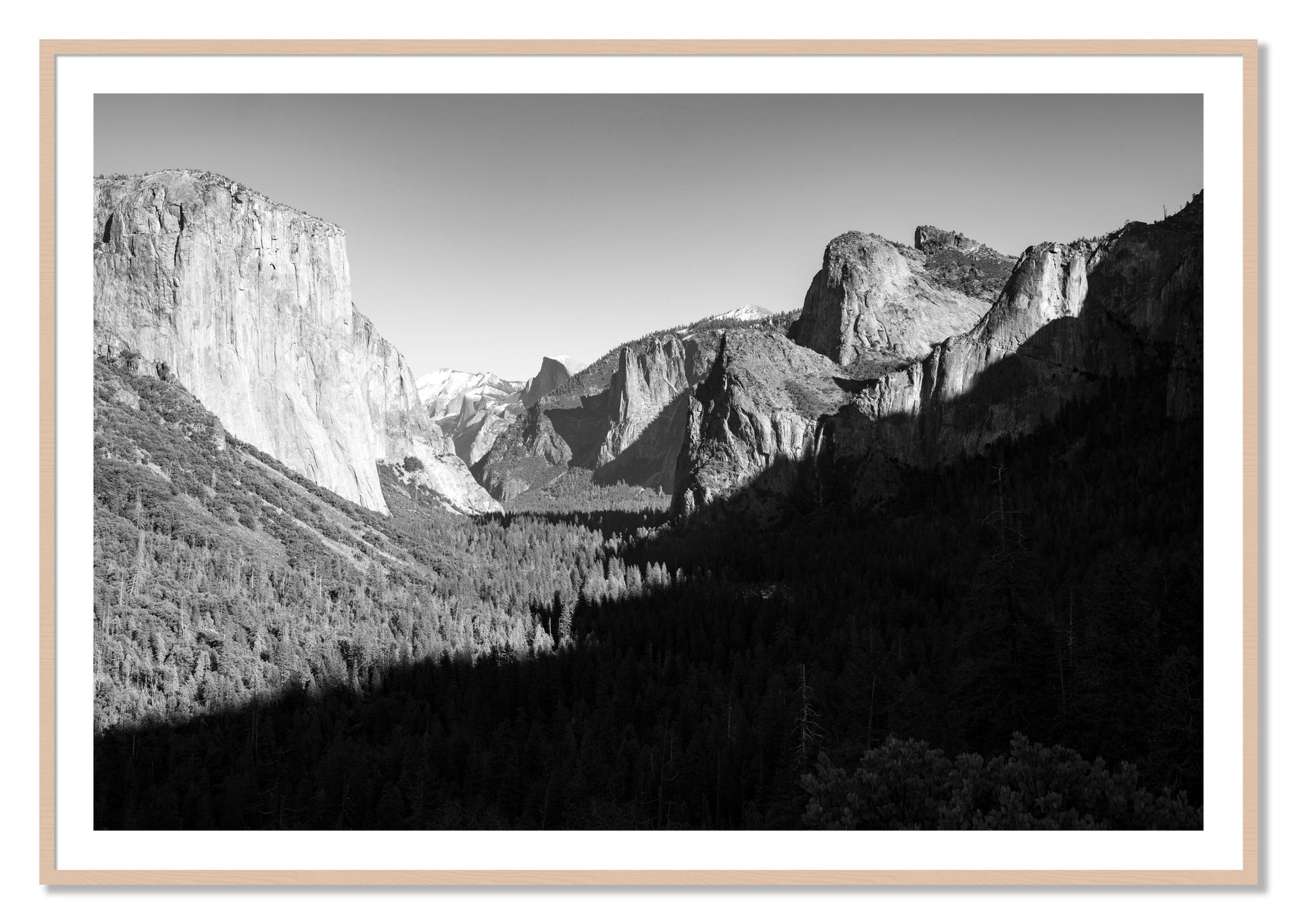 Framed photograph of Yosemite by Dylan Ozanich, Maple frame, Borders