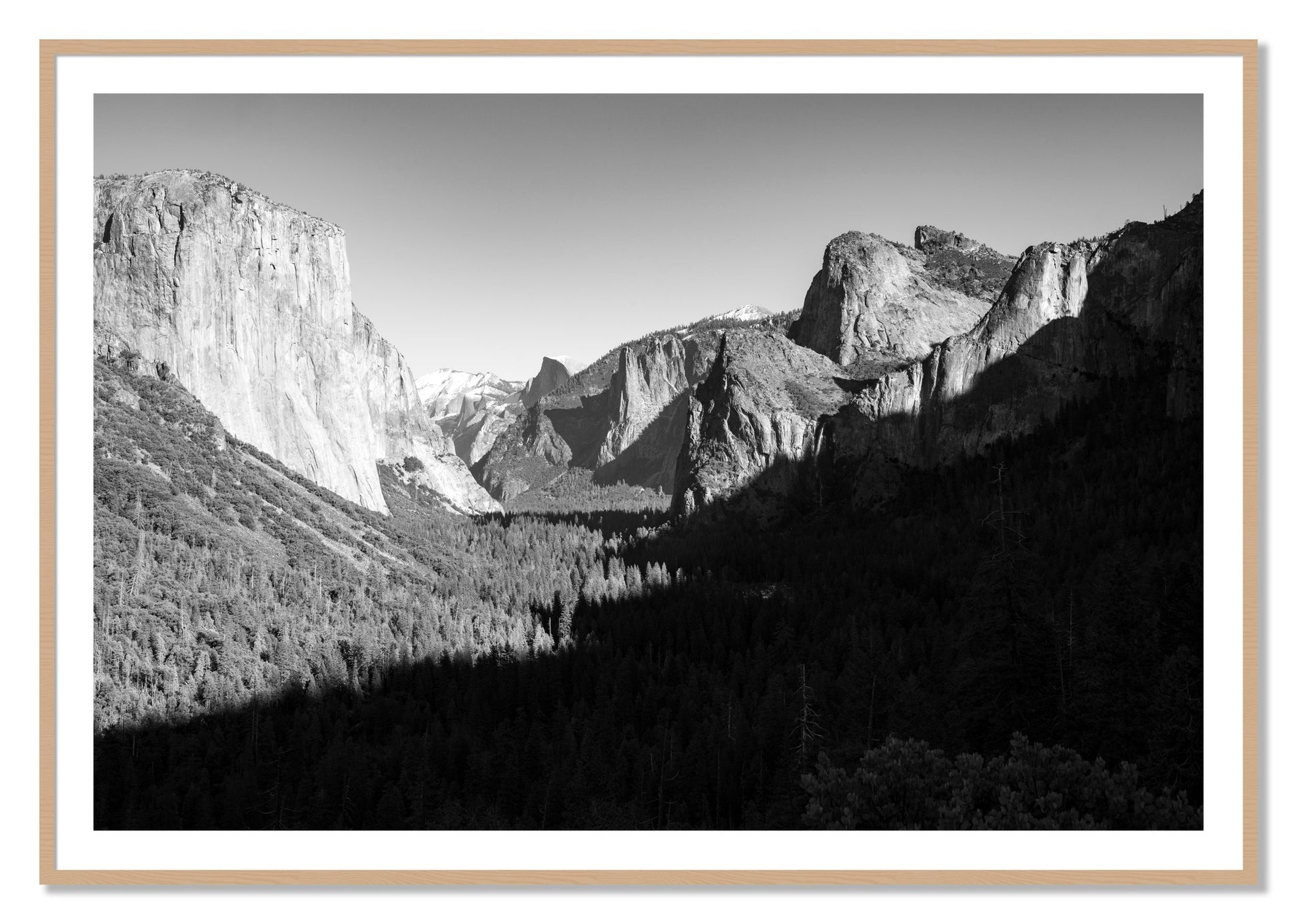 Framed photograph of Yosemite by Dylan Ozanich, Oak frame, Borders