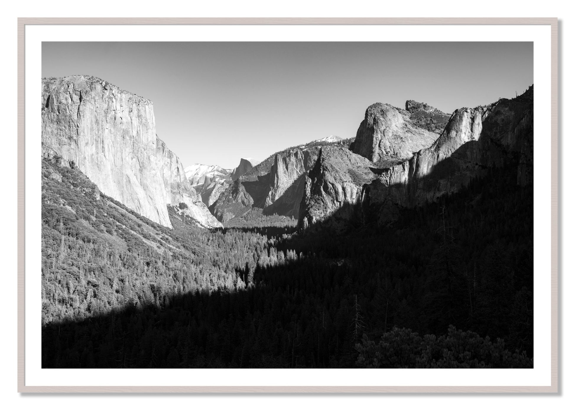 Framed photograph of Yosemite by Dylan Ozanich, White Maple frame, Borders