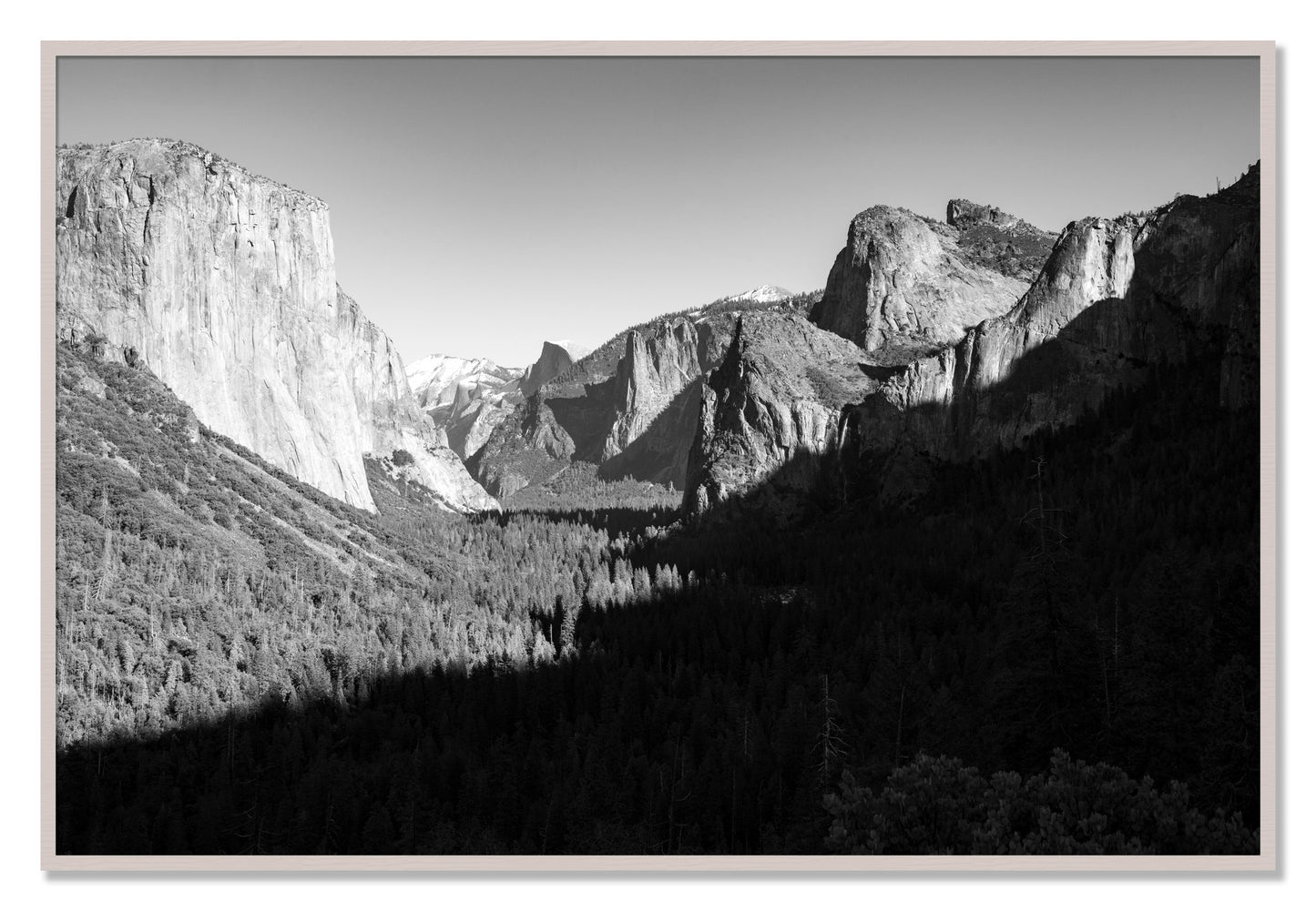 Framed photograph of Yosemite by Dylan Ozanich, White Maple frame, Full Bleed