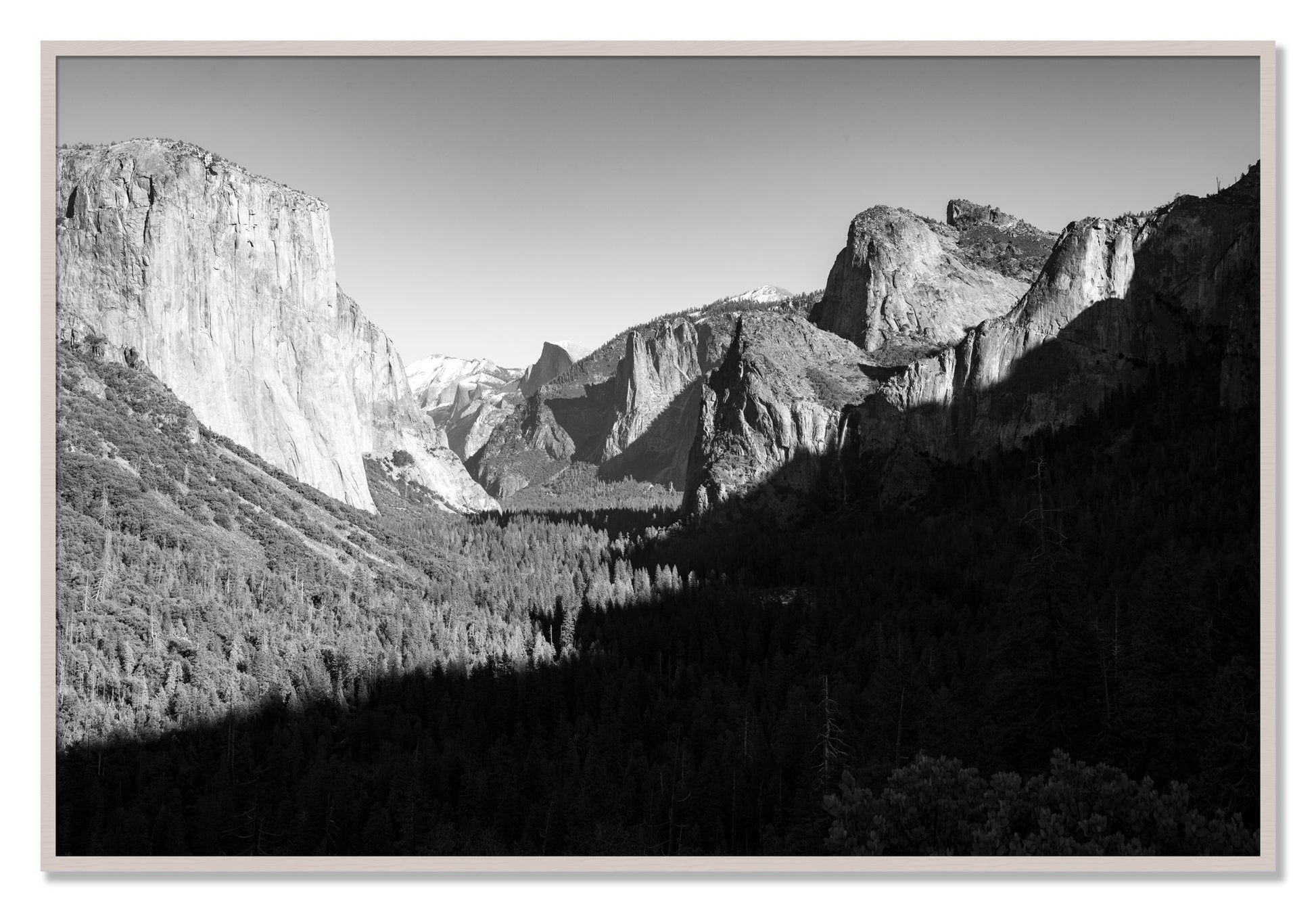 Framed photograph of Yosemite by Dylan Ozanich, White Maple frame, Full Bleed