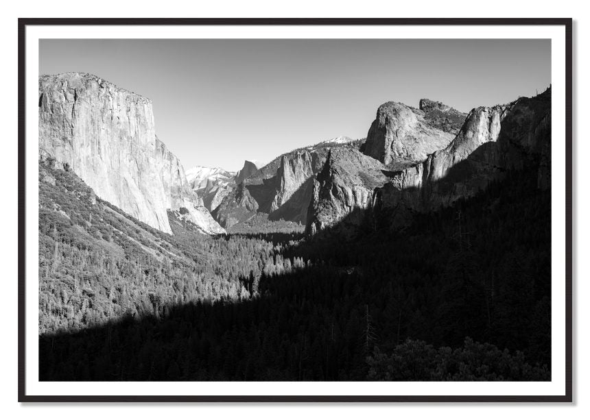 Framed photograph of Yosemite by Dylan Ozanich, Black Walnut frame, Borders