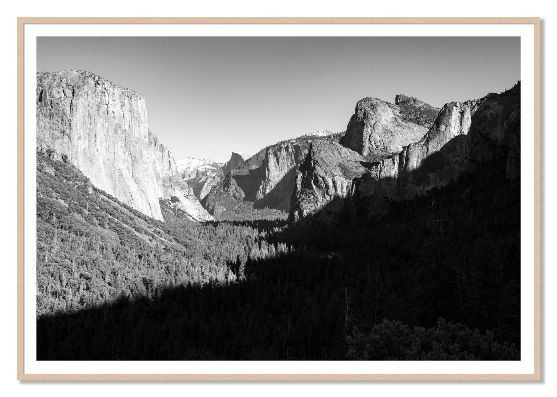 Framed photograph of Yosemite by Dylan Ozanich, Maple frame, Borders